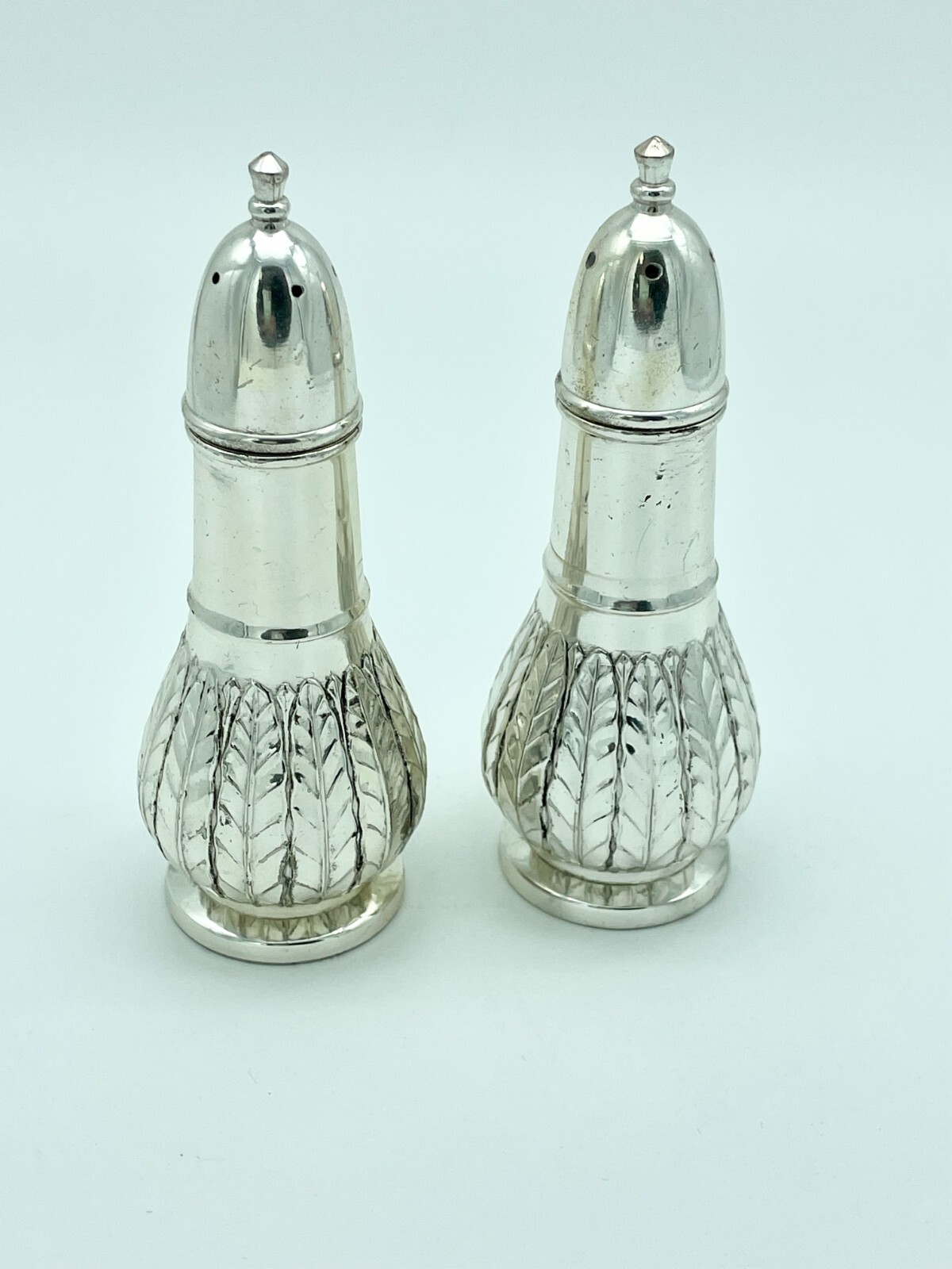 Ornate Vintage Trent Silver plated Salt & Pepper shakers Heavy Set