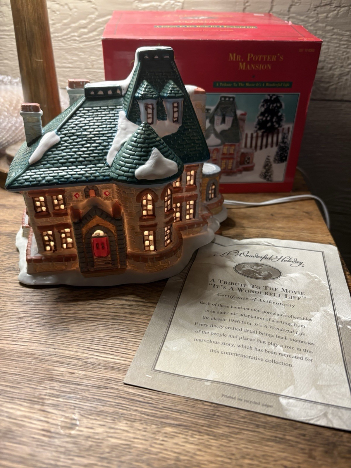 Rare It’s A Wonderful Life Holiday Village Mr. Potter’s Mansion W/ Box & Light