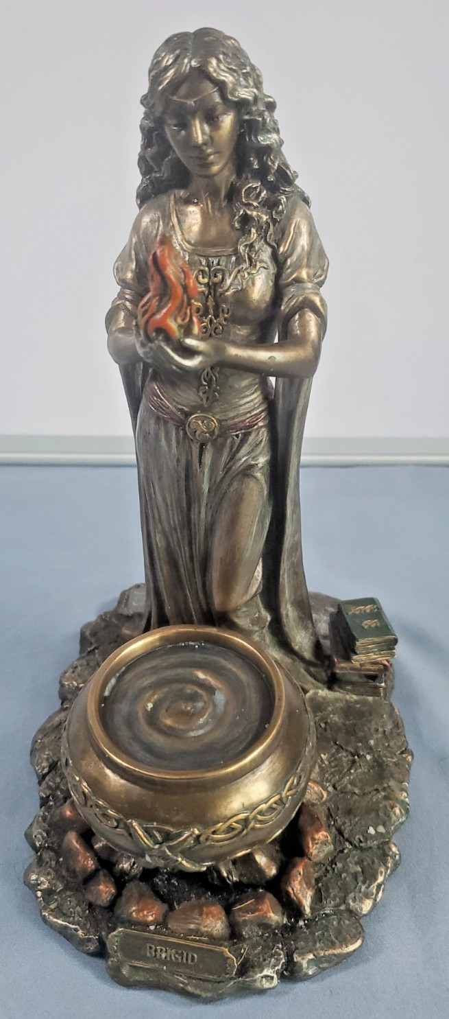 Brigid Goddess Statue: Cold Cast Bronze Finish, Hearth and Home Decor