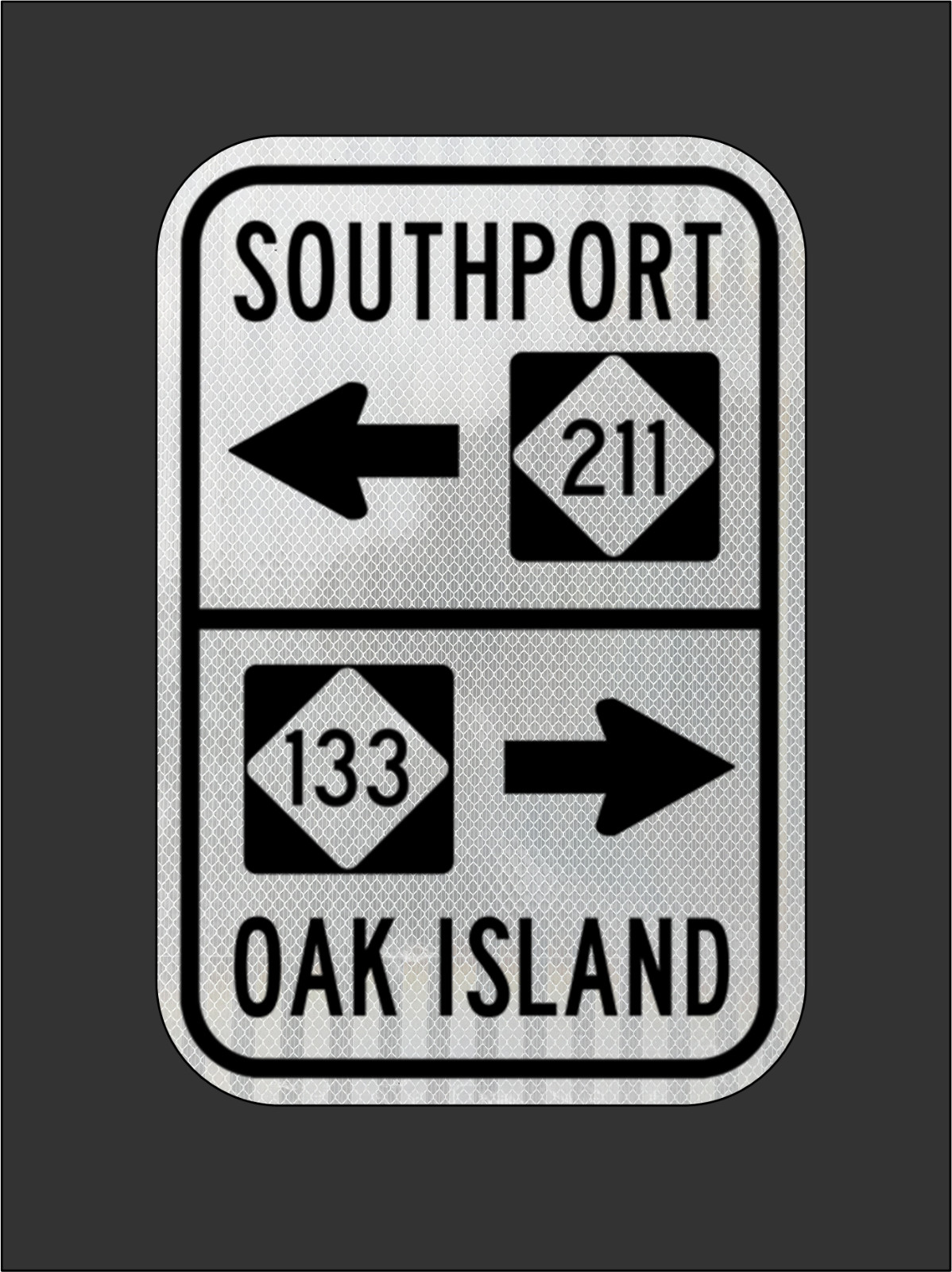 SOUTHPORT NC211-OAK ISLAND NC133 Highway road sign 12\