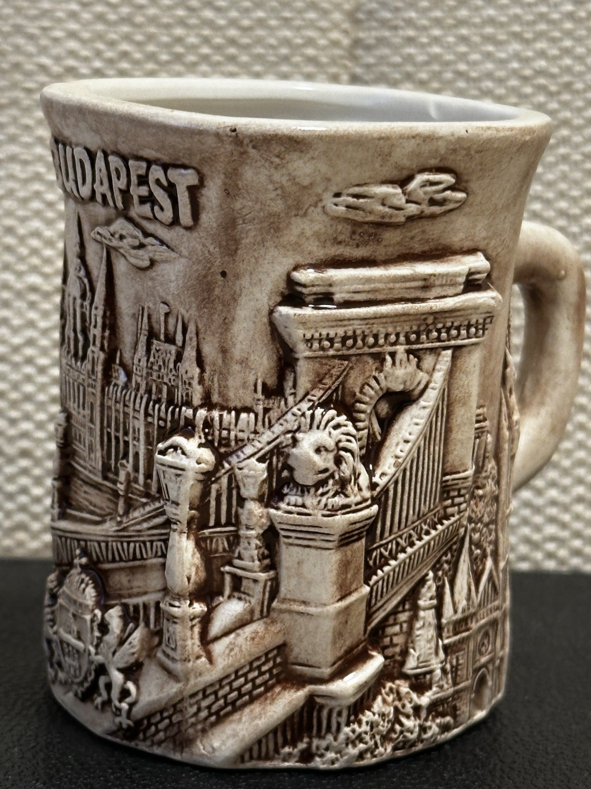 Budapest Hungary Coffee Cup Ceramic Porcelain TeaCup Engraved Texture NEW