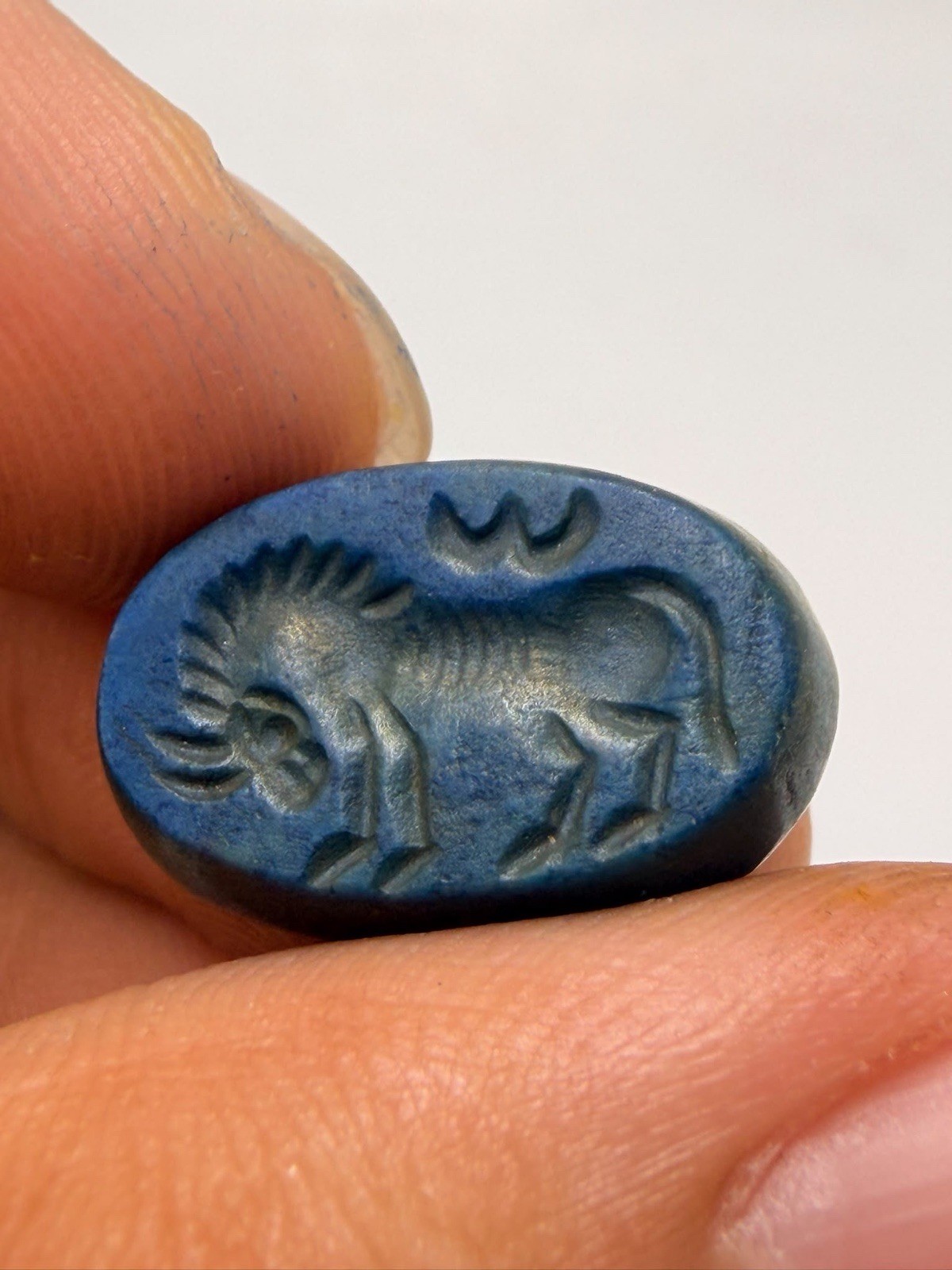 Unique Old  Roman Sassan  Lapis    Stone Seal Stamp Bead