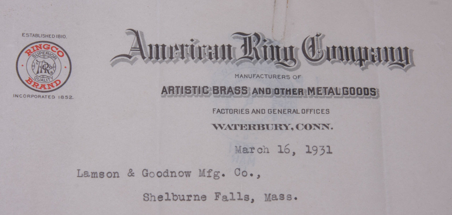 1931 Lamson Goodnow American Ring Co Waterbury CT Samples Ephemera L648D 1931 Lamson Goodnow American Ring Co Waterbury CT Samples Ephemera L648D