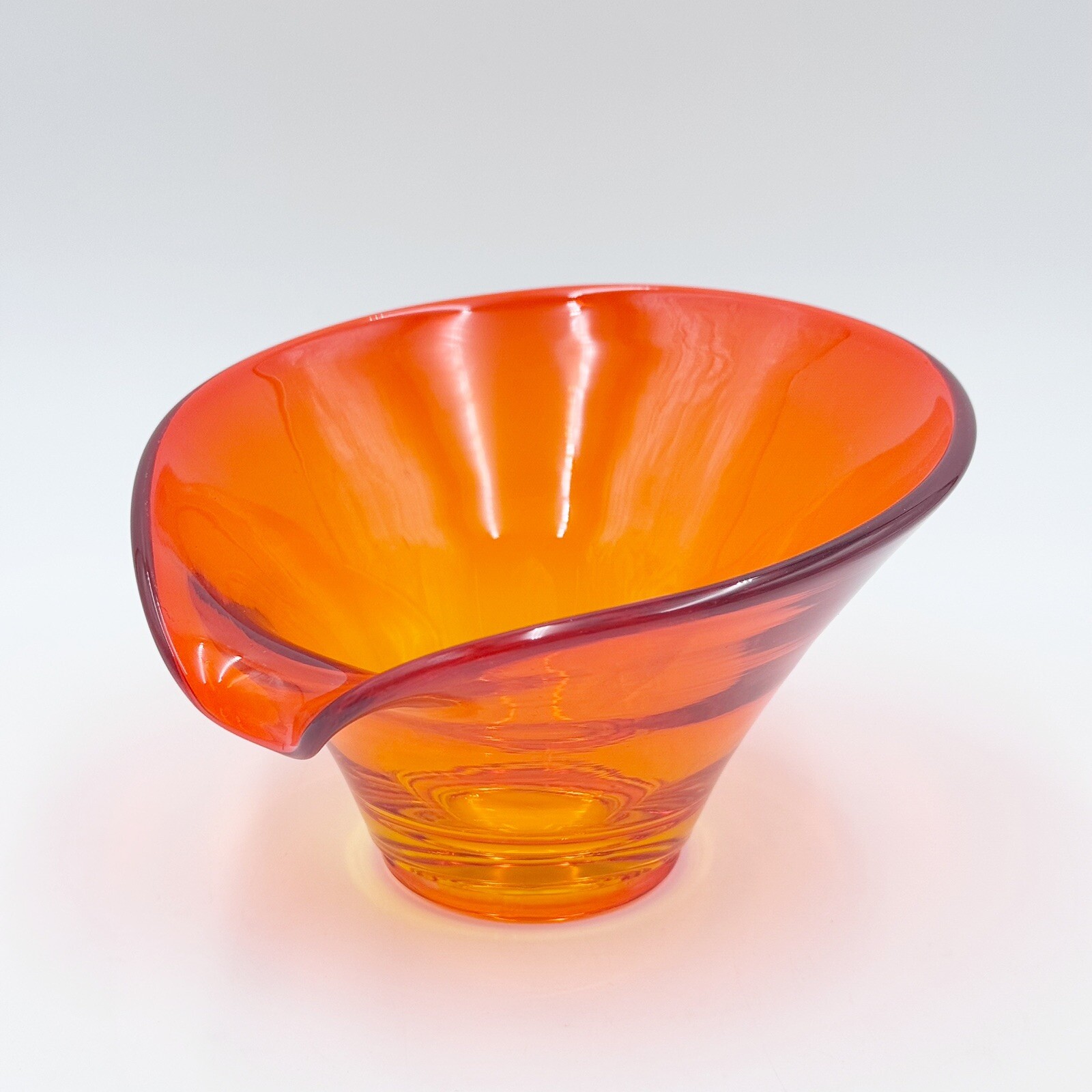 Vintage MCM Viking Glass Bright Orange Art Glass Candy Dish