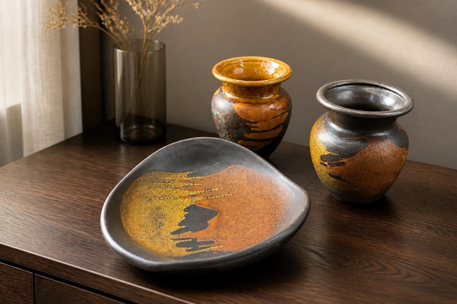 Vtg Royal Haeger Earth Wrap Modern Vases & Bowl Bowl Set