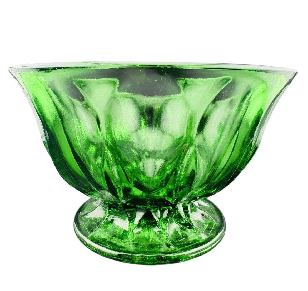 Vintage Anchor Hocking Fairfield Emerald Green Glass Pedestal Candy Dish Bowl