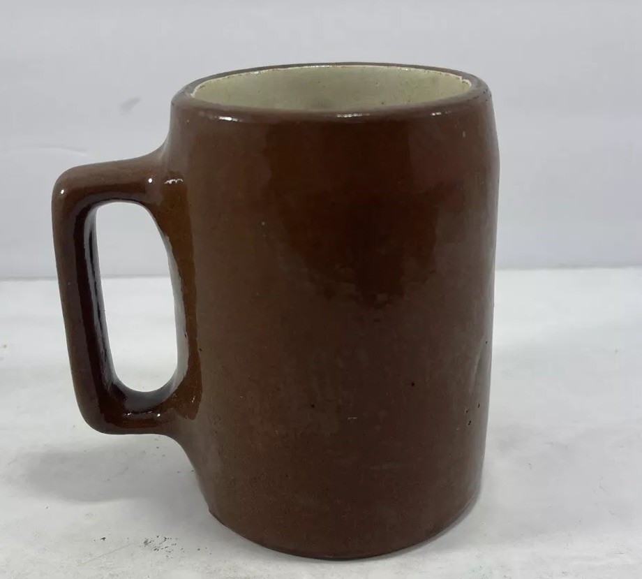 Vintage Buckeye Pottery Mug Brown Square Handle Vintage Buckeye Pottery Mug Brown Square Handle