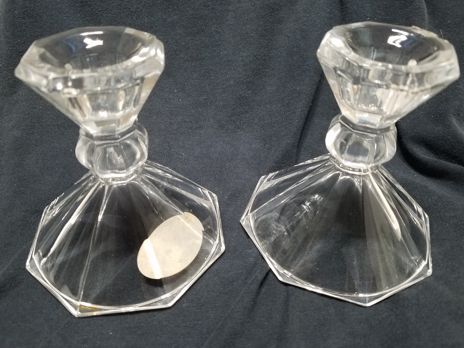 VTG Set Of 2 4 in  24% Lead Crystal Candlestick Holders Made In USA