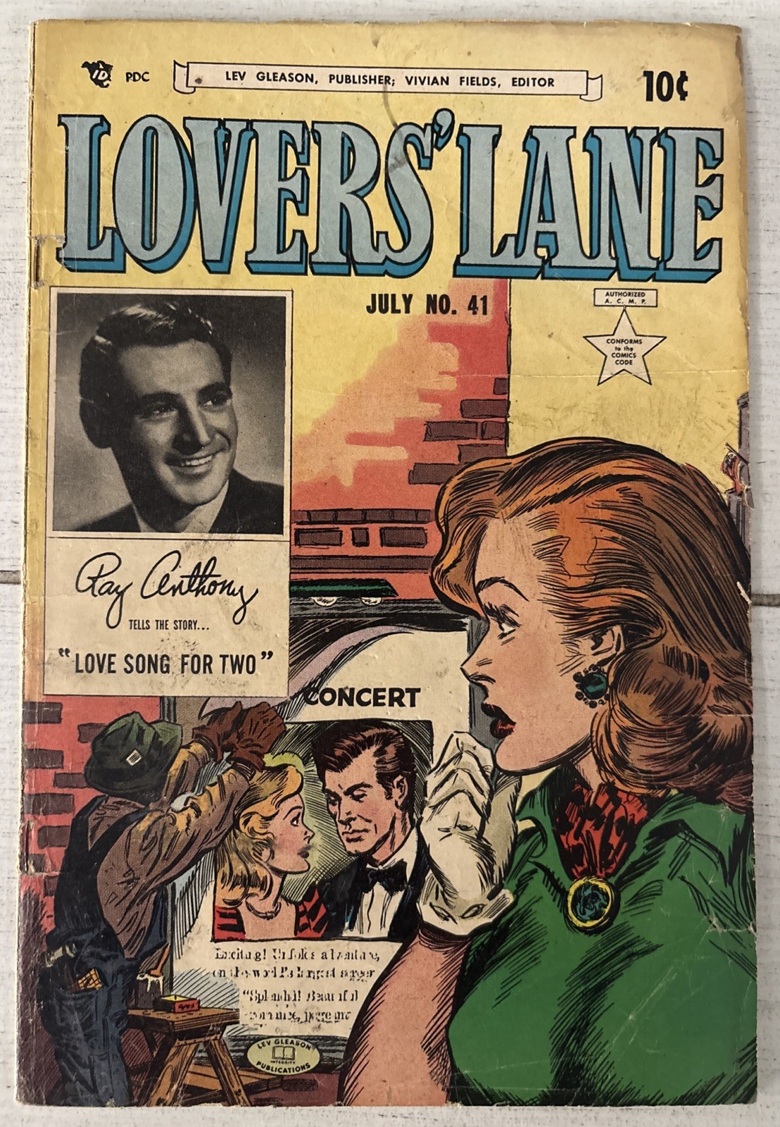 Lovers' Lane #41 (Lev Gleason 1954) VG/VG- Everett Kinstler Cover Final Issue