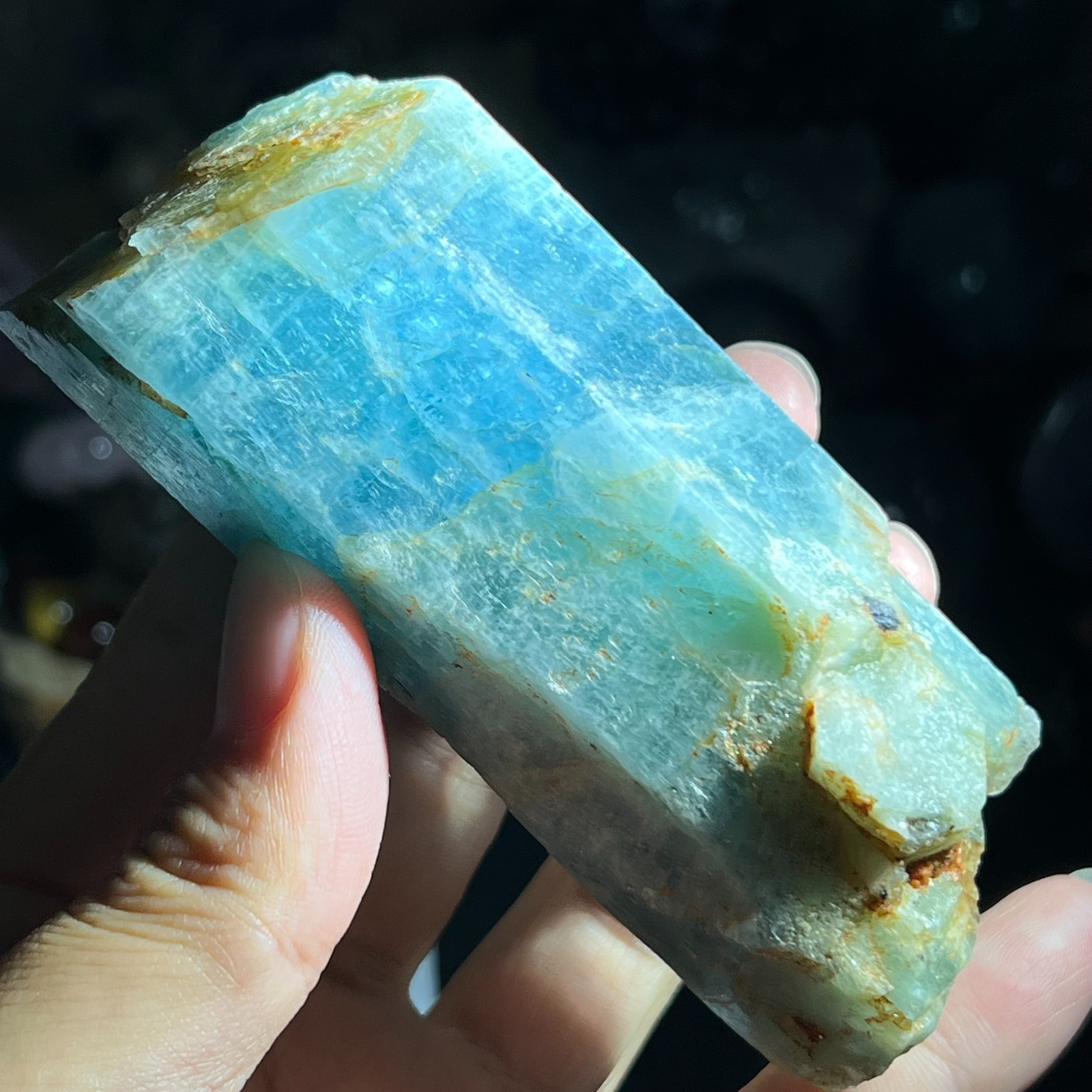 263g Natural Aquamarine Terminated Gemstone Raw Crystal Column Specimen Healing