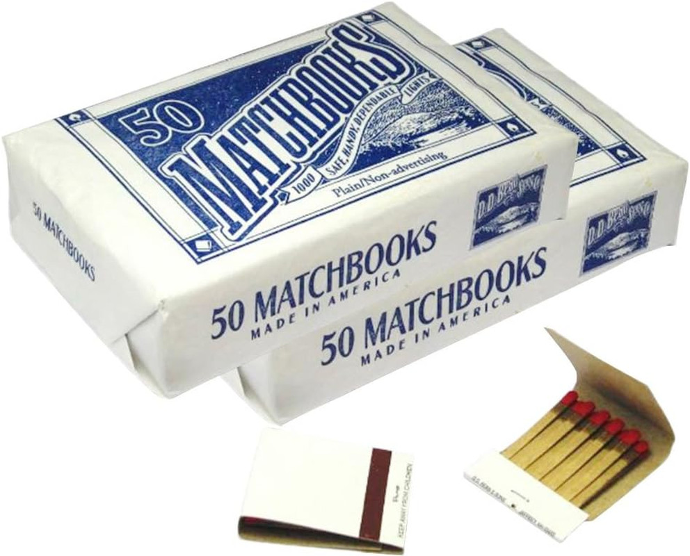 Matchbooks, 50 Packs of 20 Matches, Classic White, Made in USA, 2, 2 Pack Matchbooks, 50 Packs of 20 Matches, Classic White, Made in USA, 2, 2 Pack
