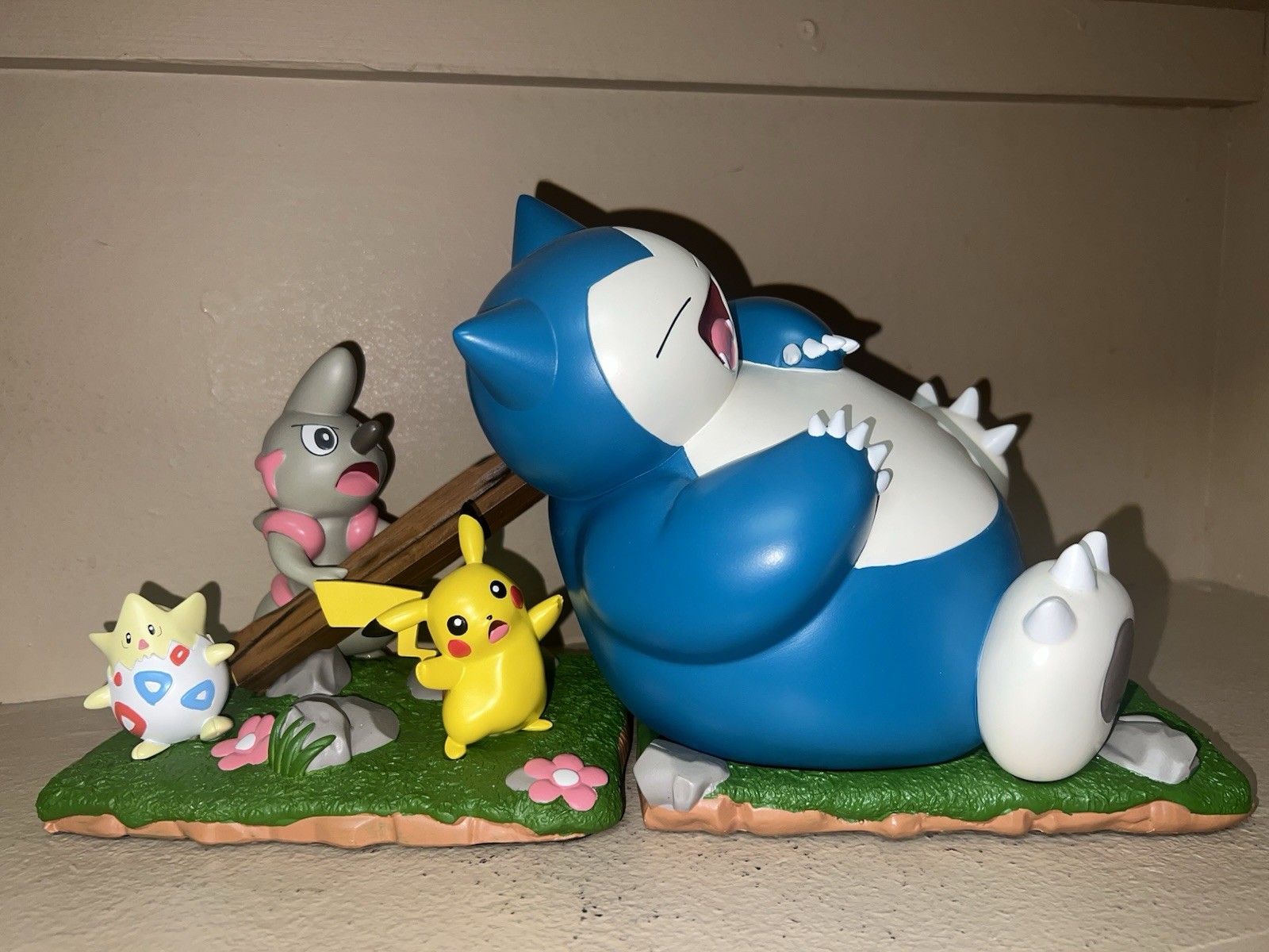 Pokemon Center Exclusive Slumbering Snorlax Bookends 2-Pc Pikachu and Timburr
