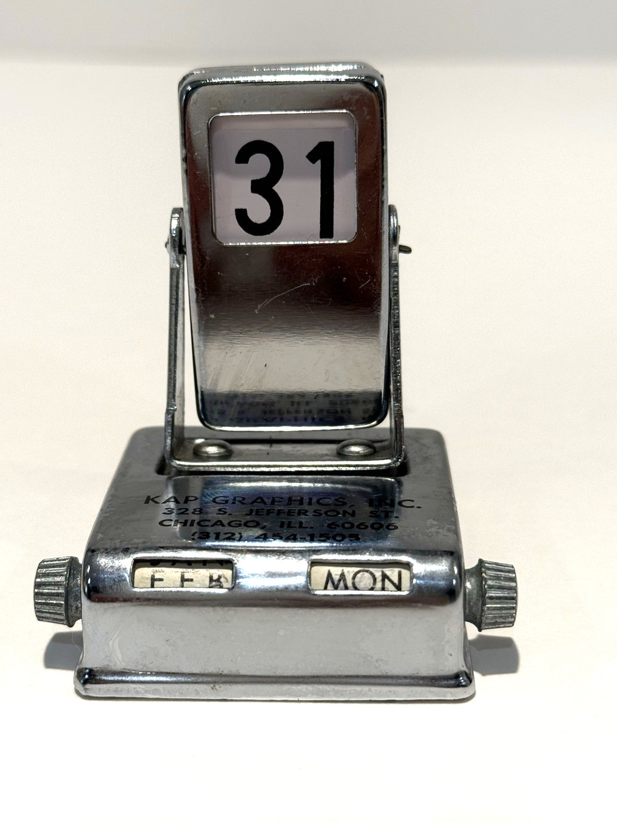 Vtg Perpetual Flip Desk Calendar Metal Japan 1950s-1960s Day Month Date