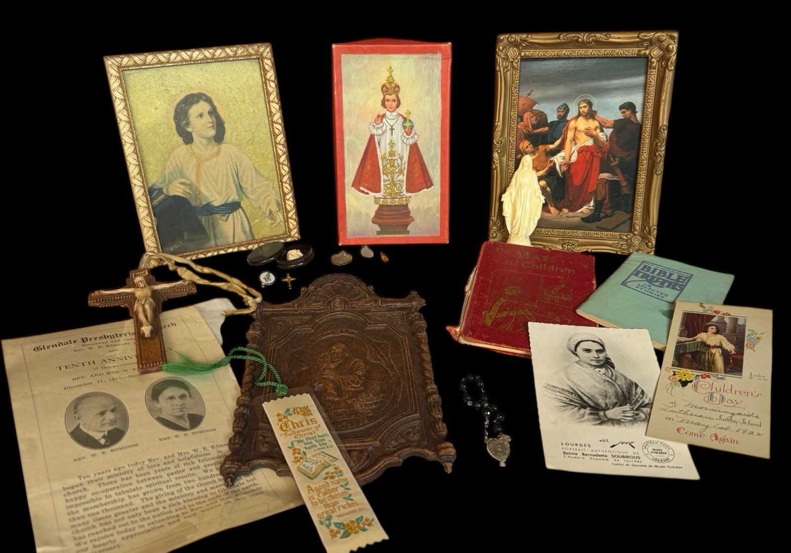 Antique/Vintage Christian Collectibles Lot Paper-Relics-Tokens Etc.