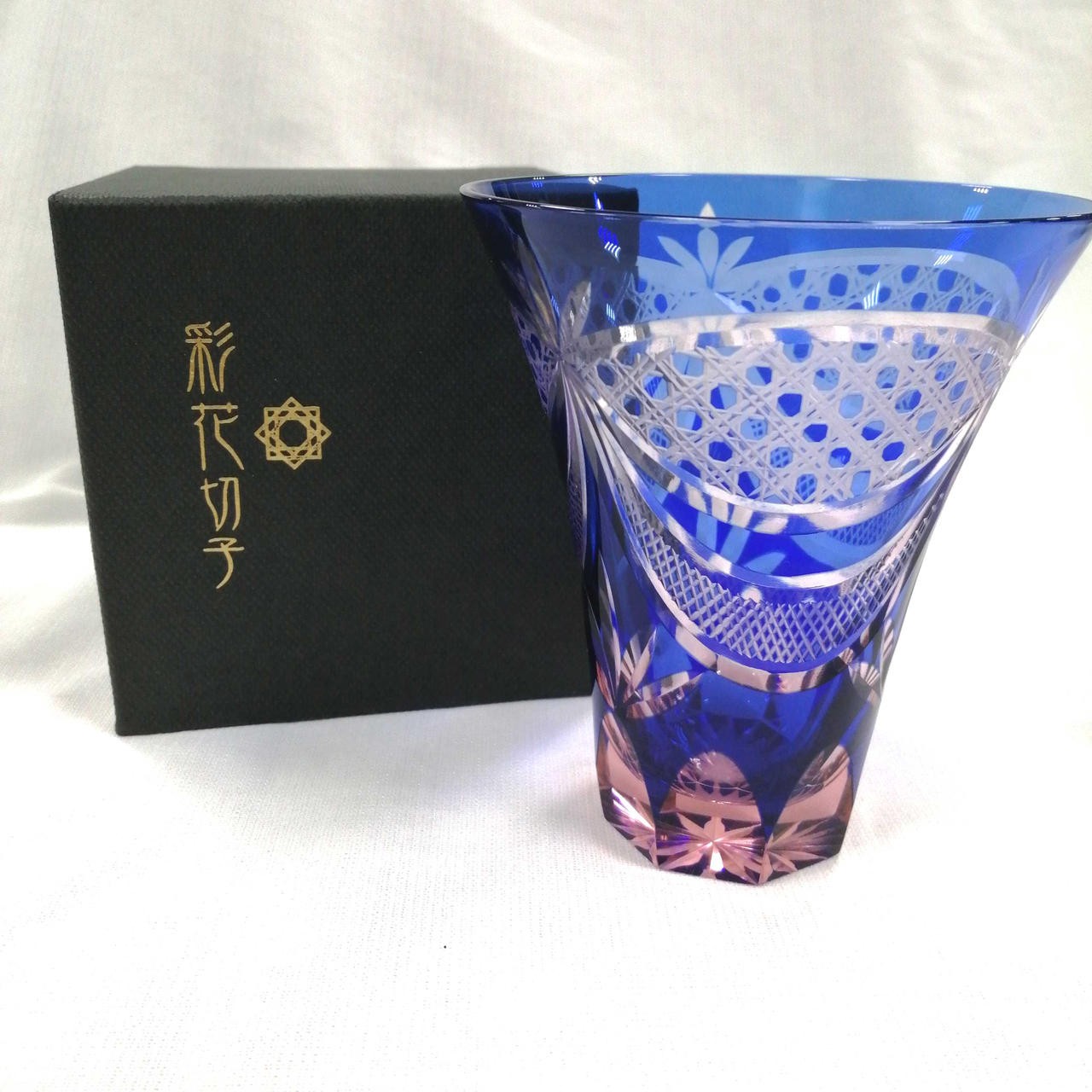 Toyo Sasaki Glass HG230-19BL Ayaka Kiriko Tumbler (Luri)