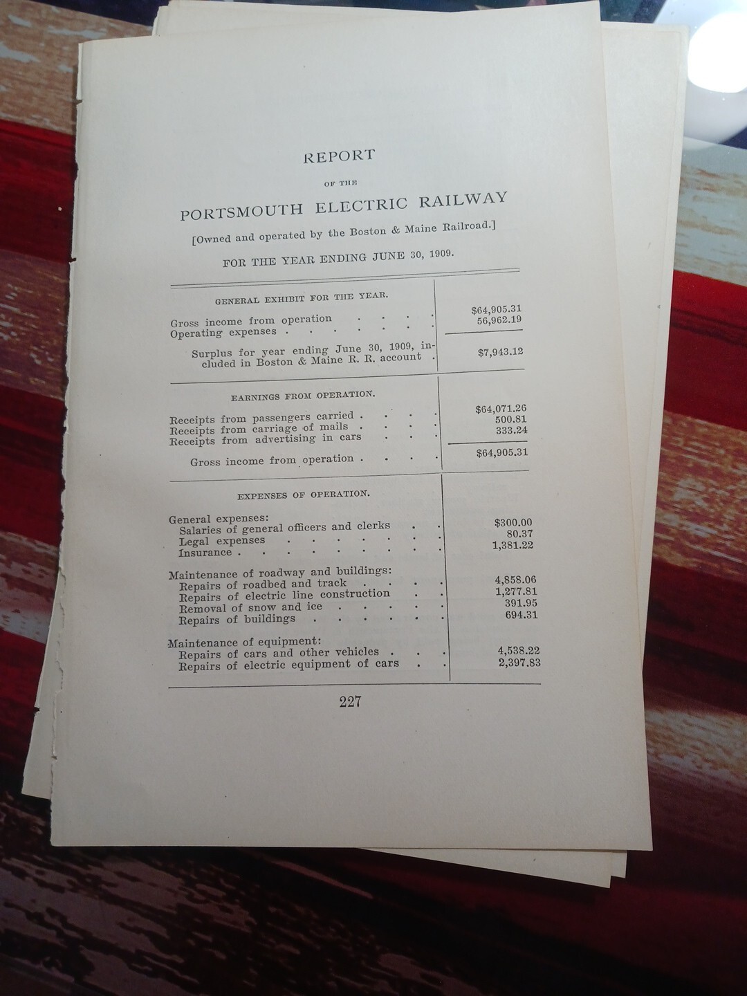 1909 report PORTSMOUTH ELECTRIC RAILWAY Rye North Hampton NH streetcar Trolley