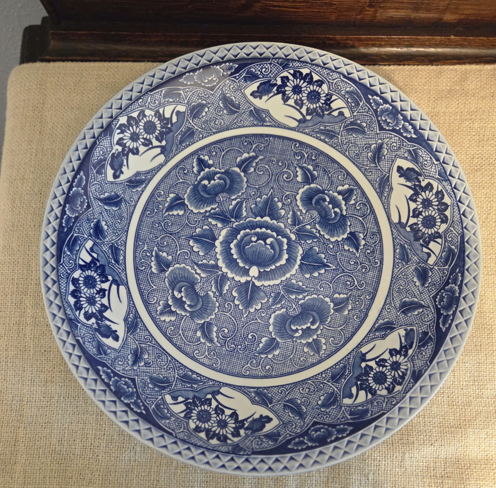 Japanese Porcelain Large Plate Vtg Pottery Centerpiece Serving Plate Ozara EUC