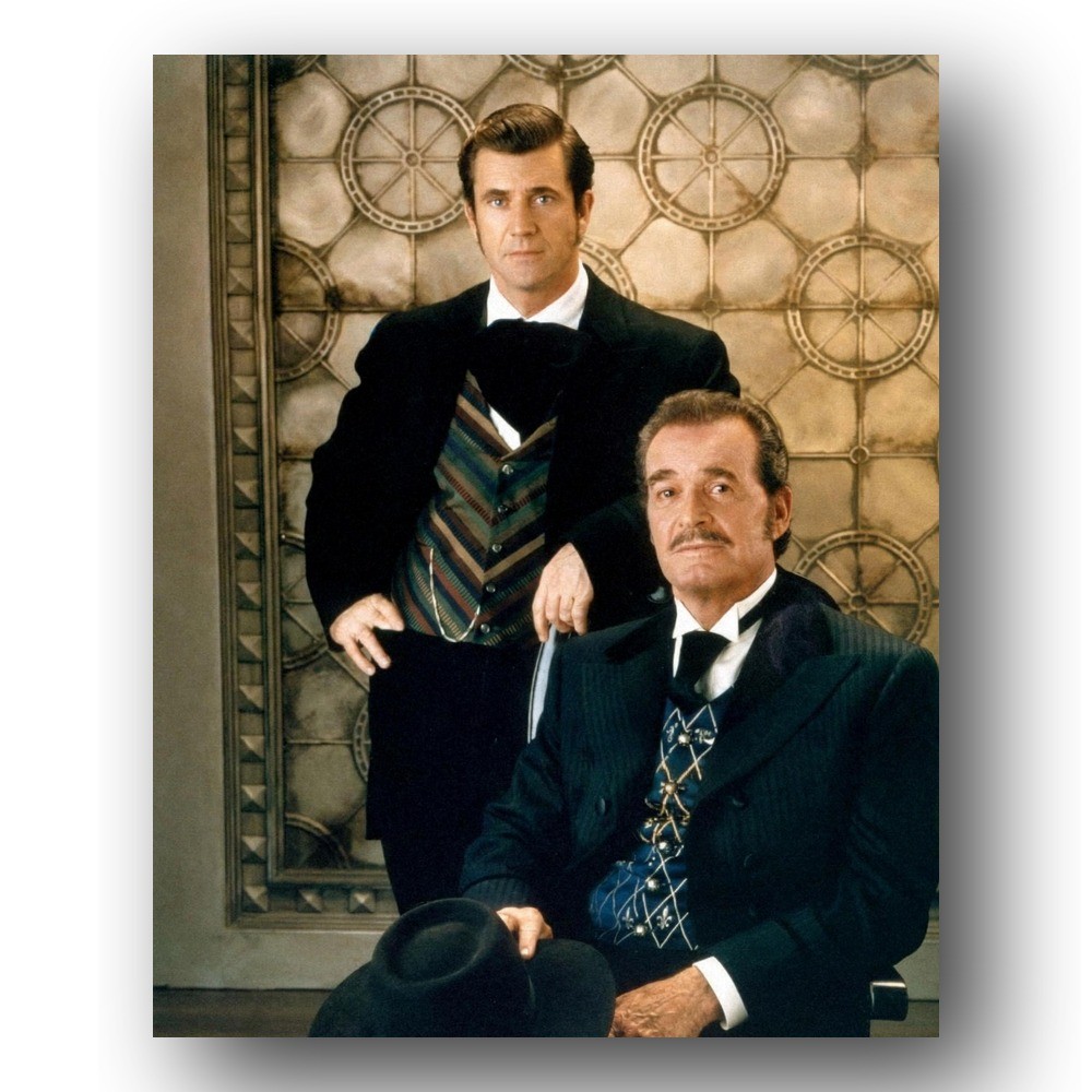 Mel Gibson James Garner Photo 8x10 Maverick Film Set 1994 Richard Donner