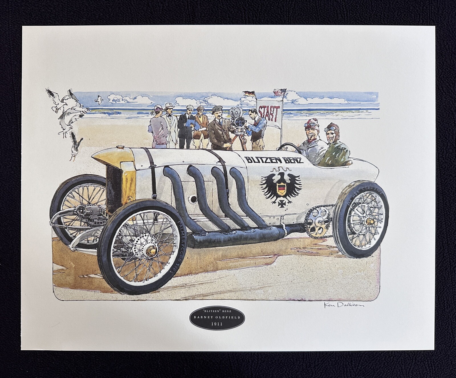 1911 Blitzen Benz Barney Oldfield Dallison Art Print Mercedes Land Speed Record