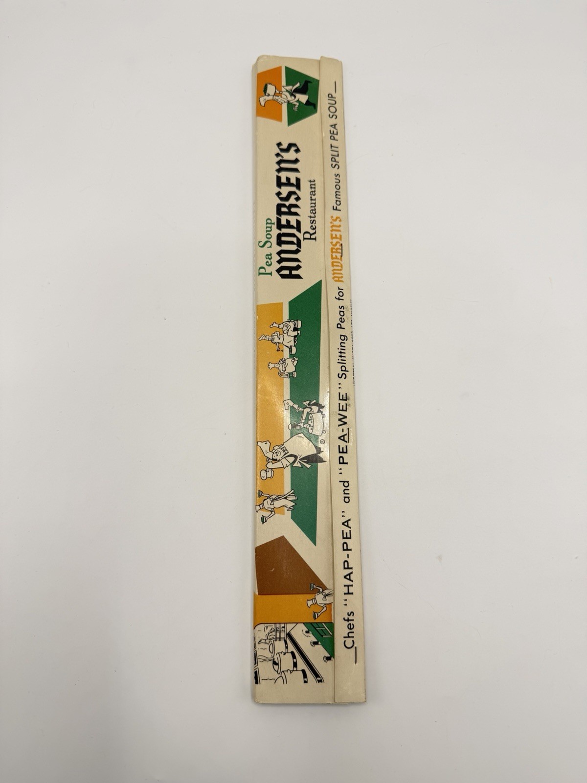 Vtg RARE Pea Soup Andersen’s Restaurant Extra-Long Matchbook Unstruck Unused NEW