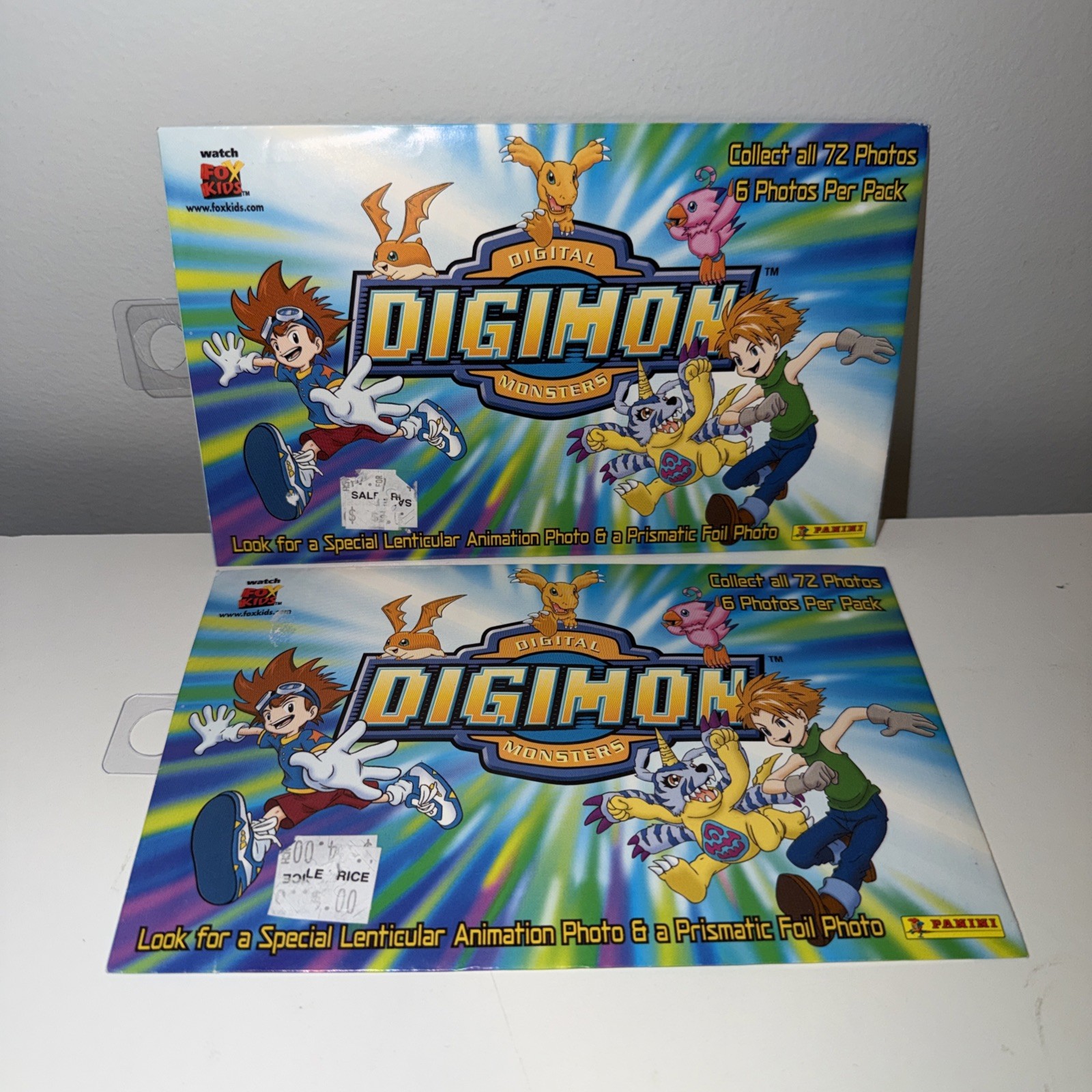 Lot of 2 Digimon Panini Sticker 2000 Sealed Packs special lenticular / prismatic