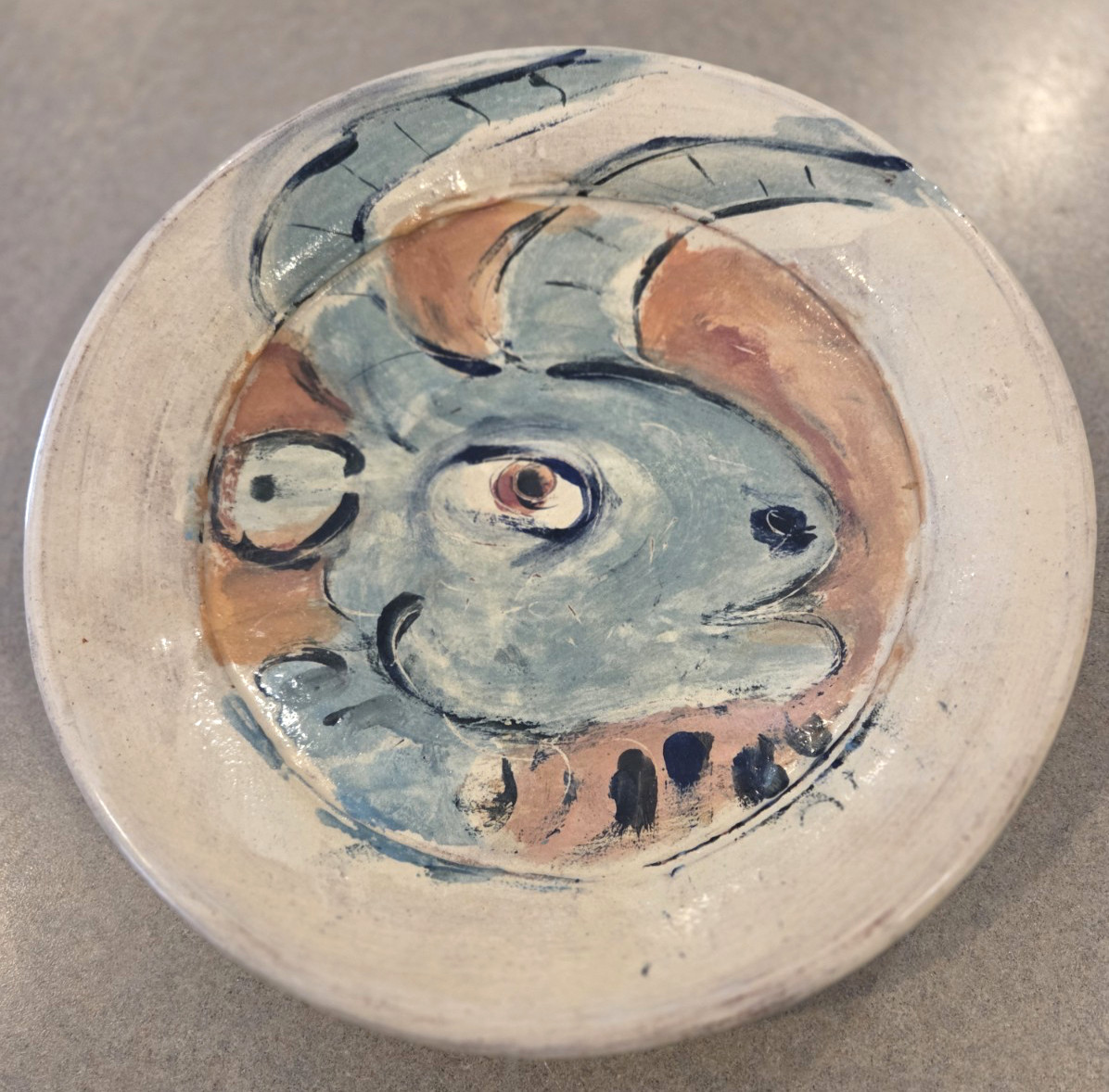 Ron Myers Art Pottery Plate Hand Thrown Ram
