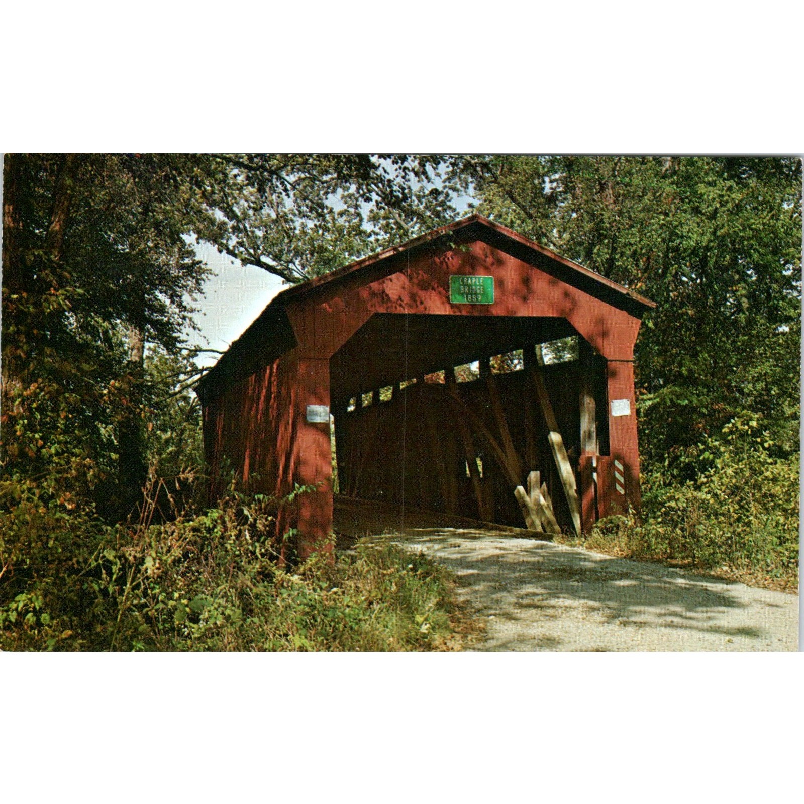 Craple Bridge Croy\'s Creek Putnam County Bridge IN Covered Bridge Postcard PC13