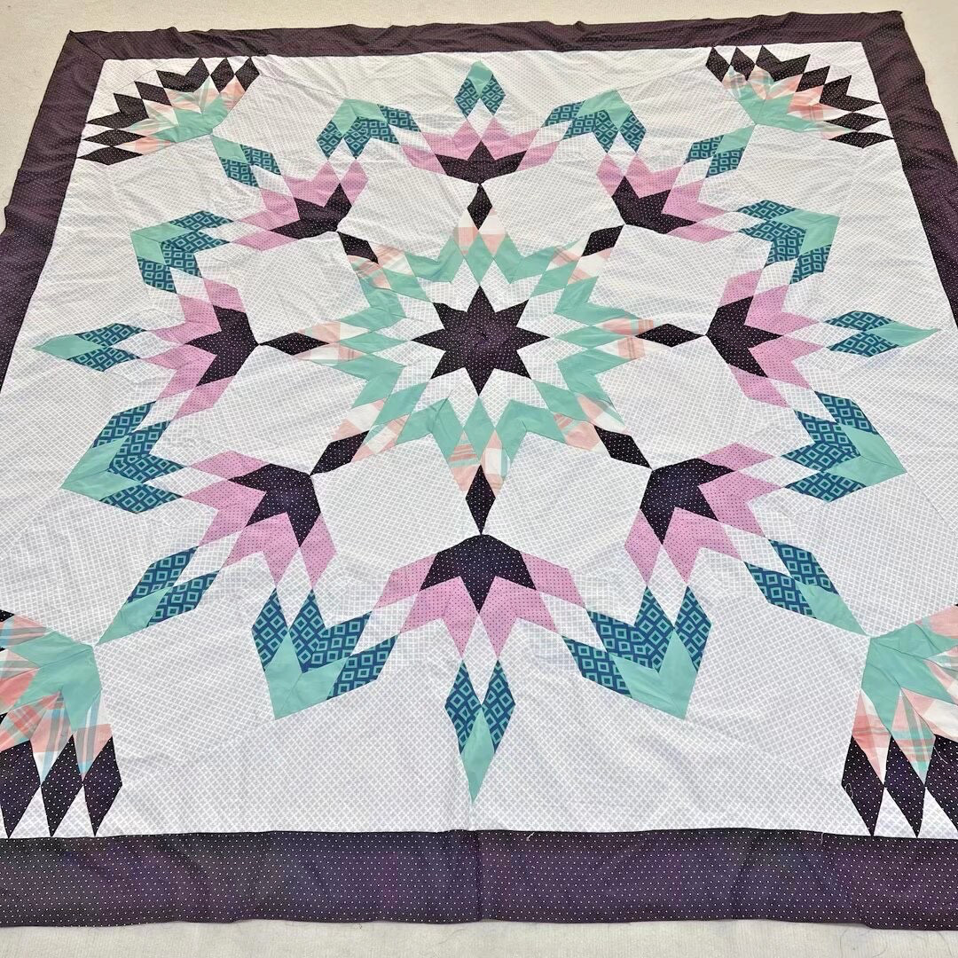 Texas Lone Star Handmade Machine Pieced Cotton Queen Patchwork quilt top/topper