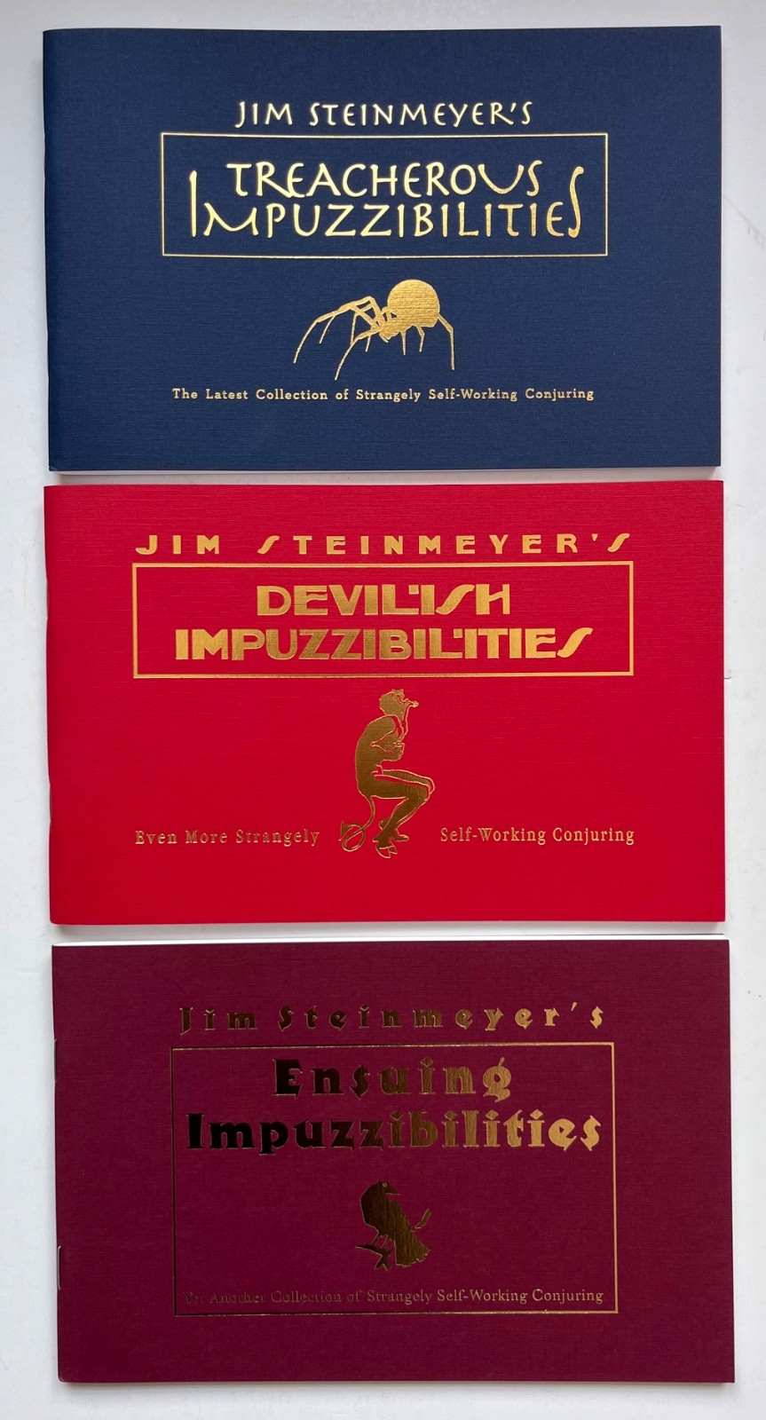 3 Magic Trick Books TREACHEROUS DEVILISH ENSUING  IMPUZZIBILITIES Jim Steinmeyer