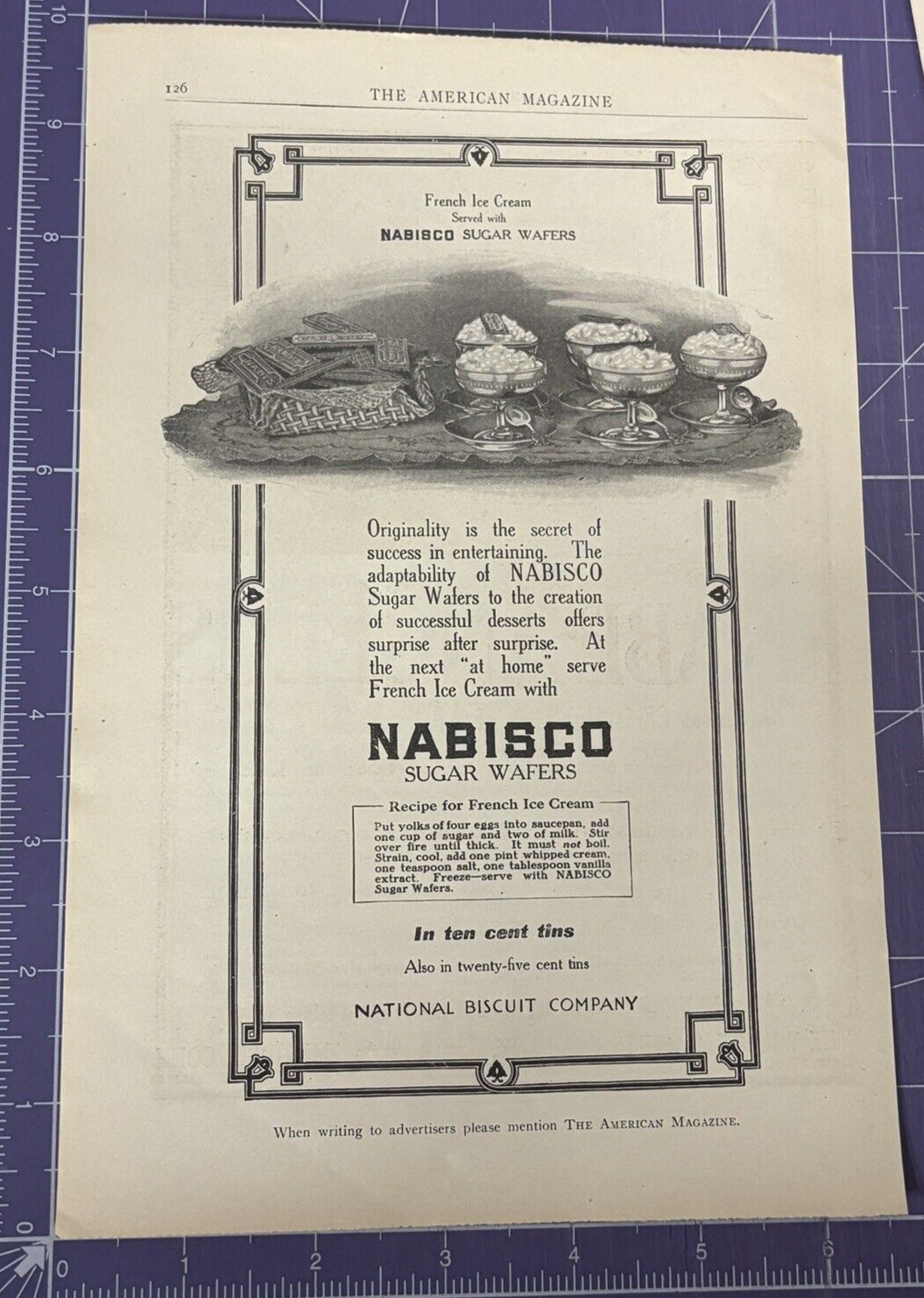 1909 PRINT AD NABISCO SUGAR WAFERS NATIONAL BISCUIT COMPANY