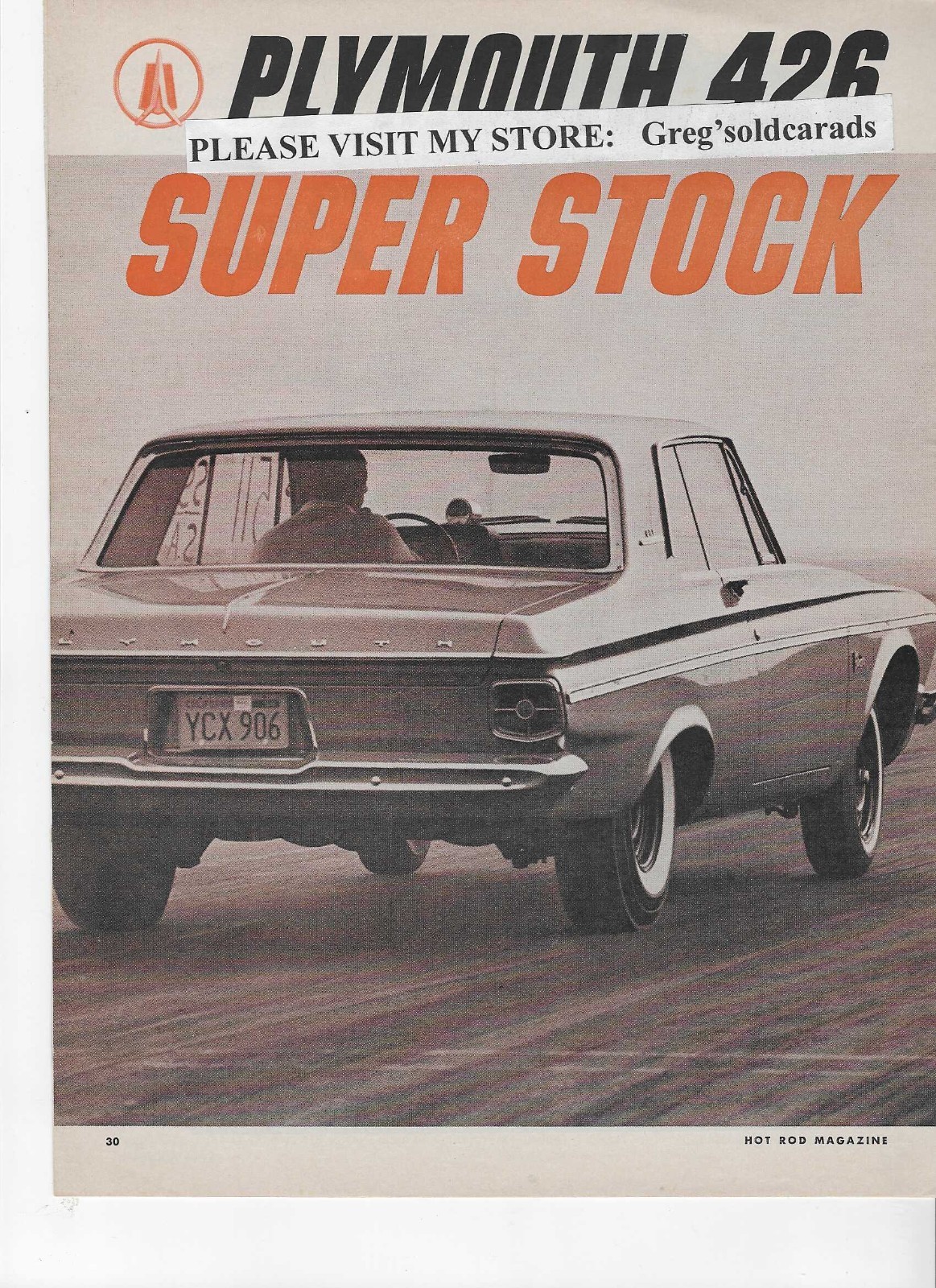Original 1963 Plymouth 426 cubic inch six  page  Road Test, in print ad category