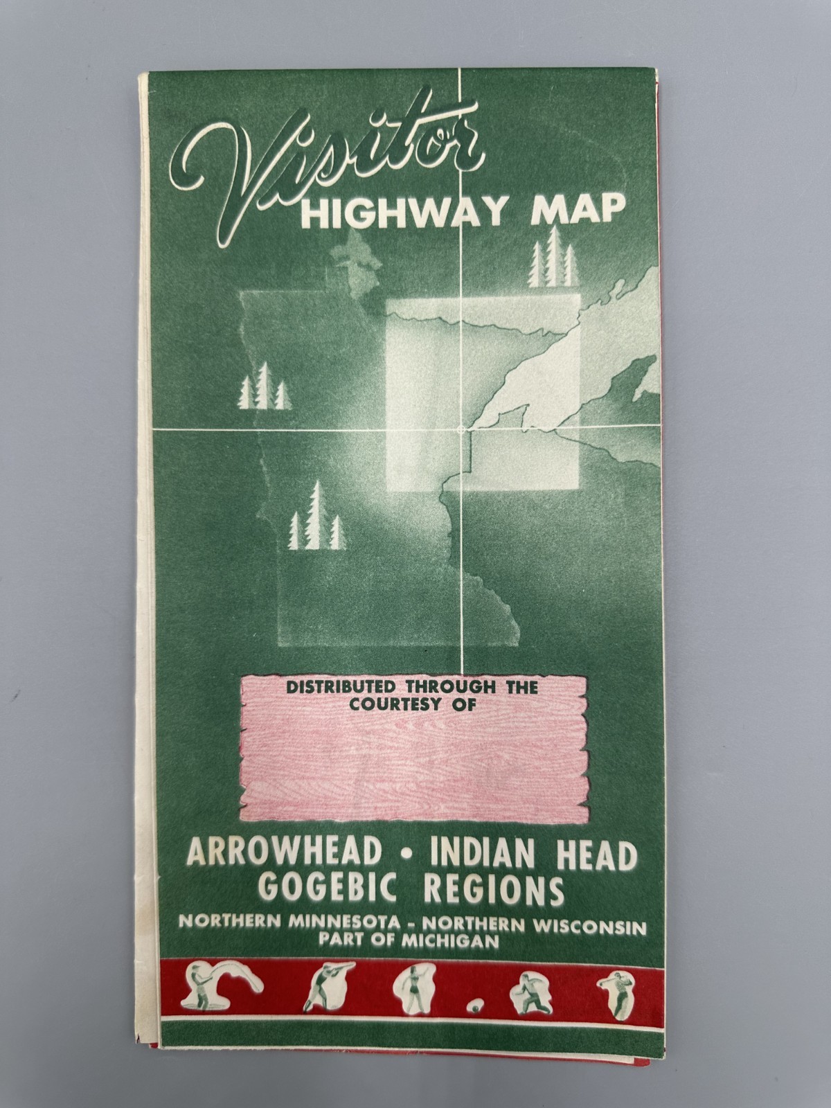 1950s NORTHERN MINNESOTA & WISCONSIN Michigan PICTORIAL MAP Vintage