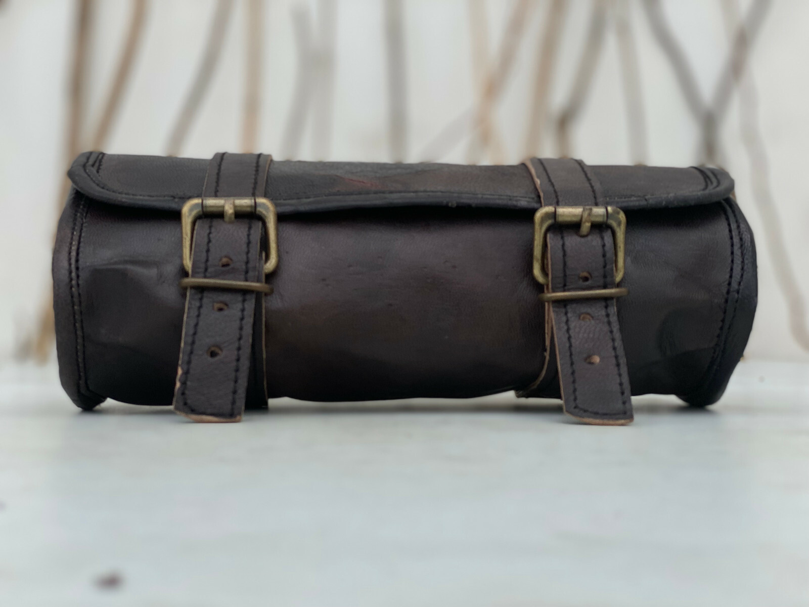  Bicycles Front Fork Tool Bag SaddleBag Storage Pouch Luggage Handlebar Leather