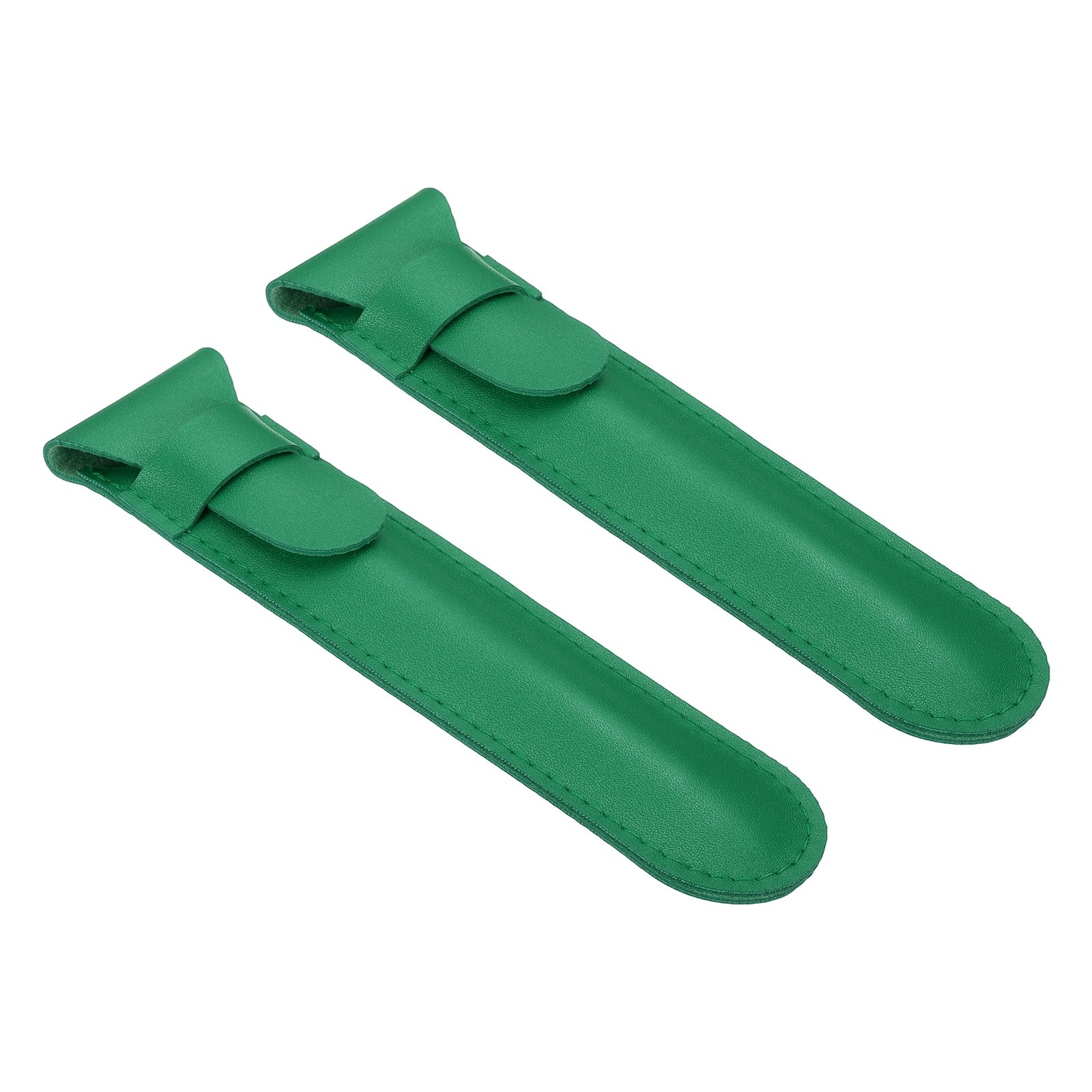 2Pcs Leather Pen Pouch Flip Single Pen Case Holder Green