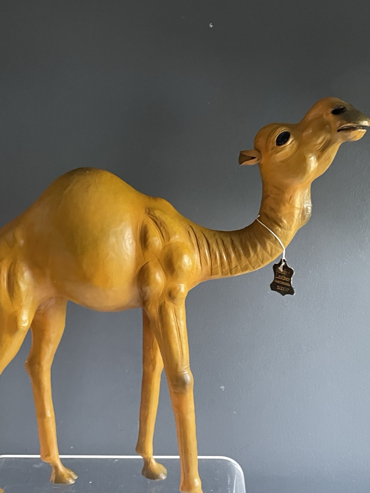 Vintage Handmade Genuine Leather Camel Figurine 20” Tall Made in India Large