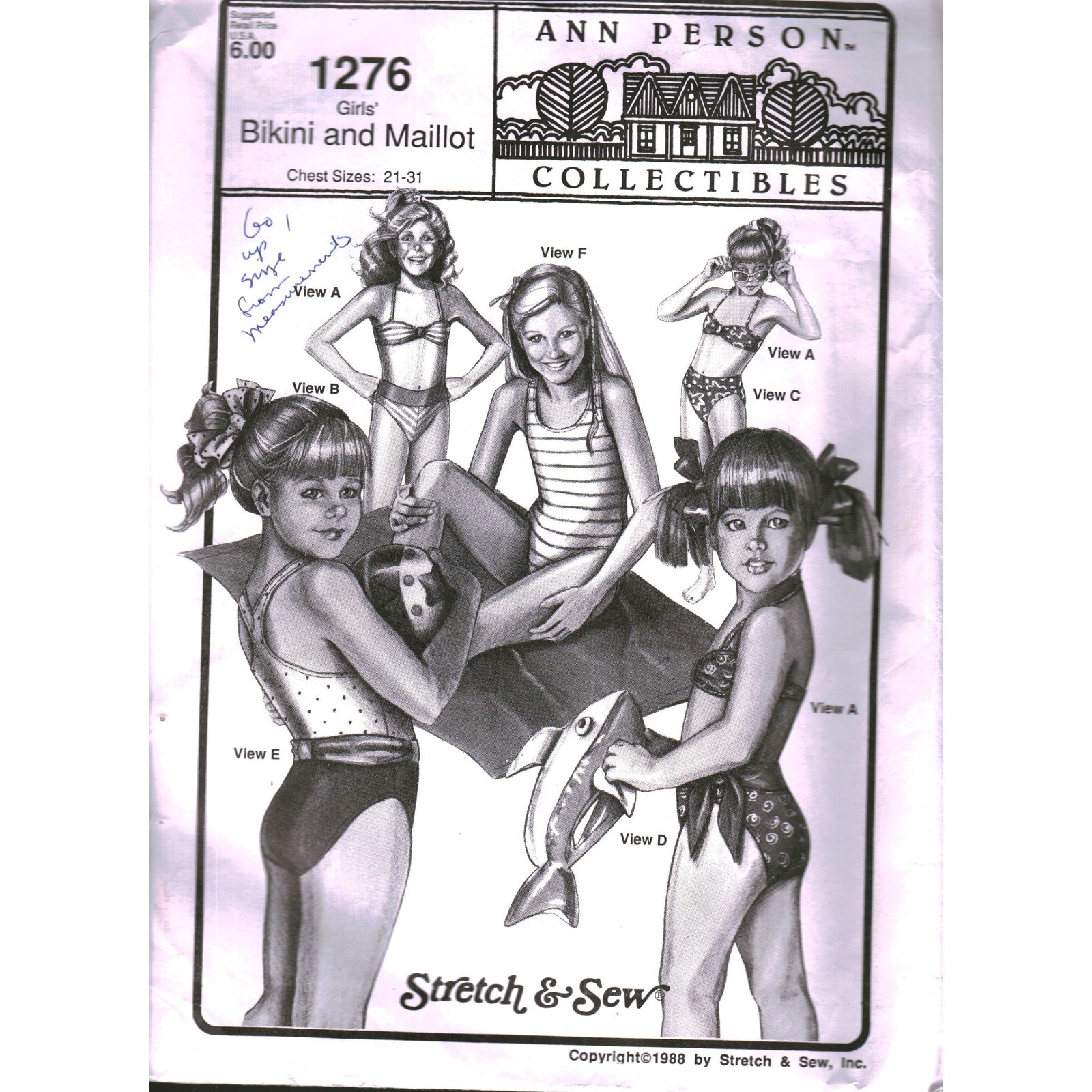 Vintage Ann Person Stretch Sew 1276 Girls Bikini Maillot Pattern 21-31