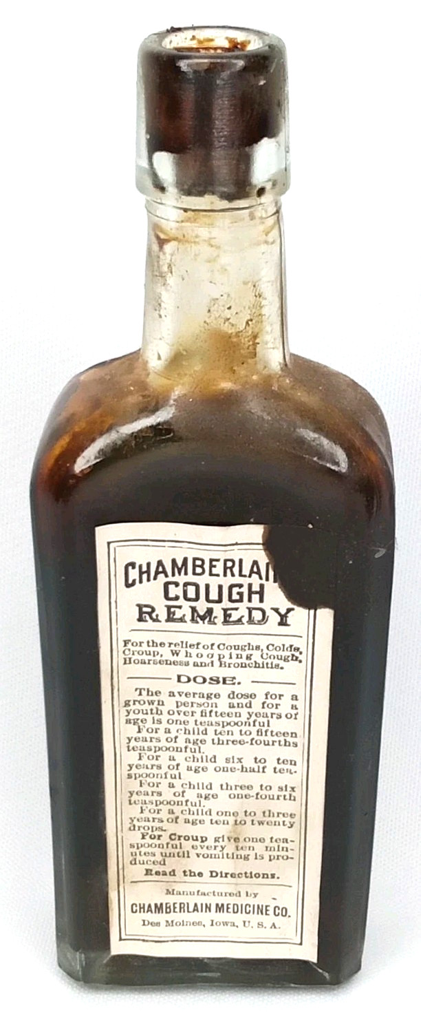 Antique 1880s Advertising Apothecary Jar With Paper Label Chamberlain Medicine