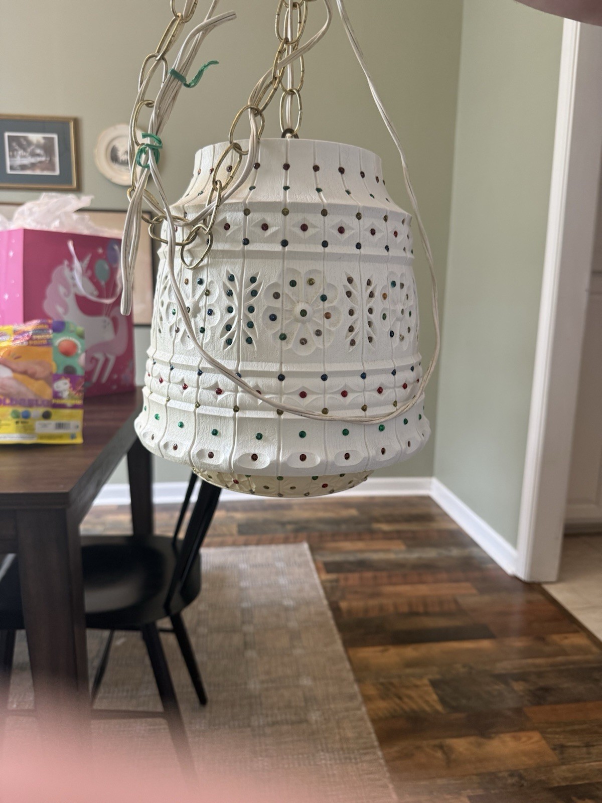 Vintage L.A.W.N. Ware 2310 Hanging Swag Lamp Multicolor Jewel Light MCM Retro Vintage L.A.W.N. Ware 2310 Hanging Swag Lamp Multicolor Jewel Light MCM Retro