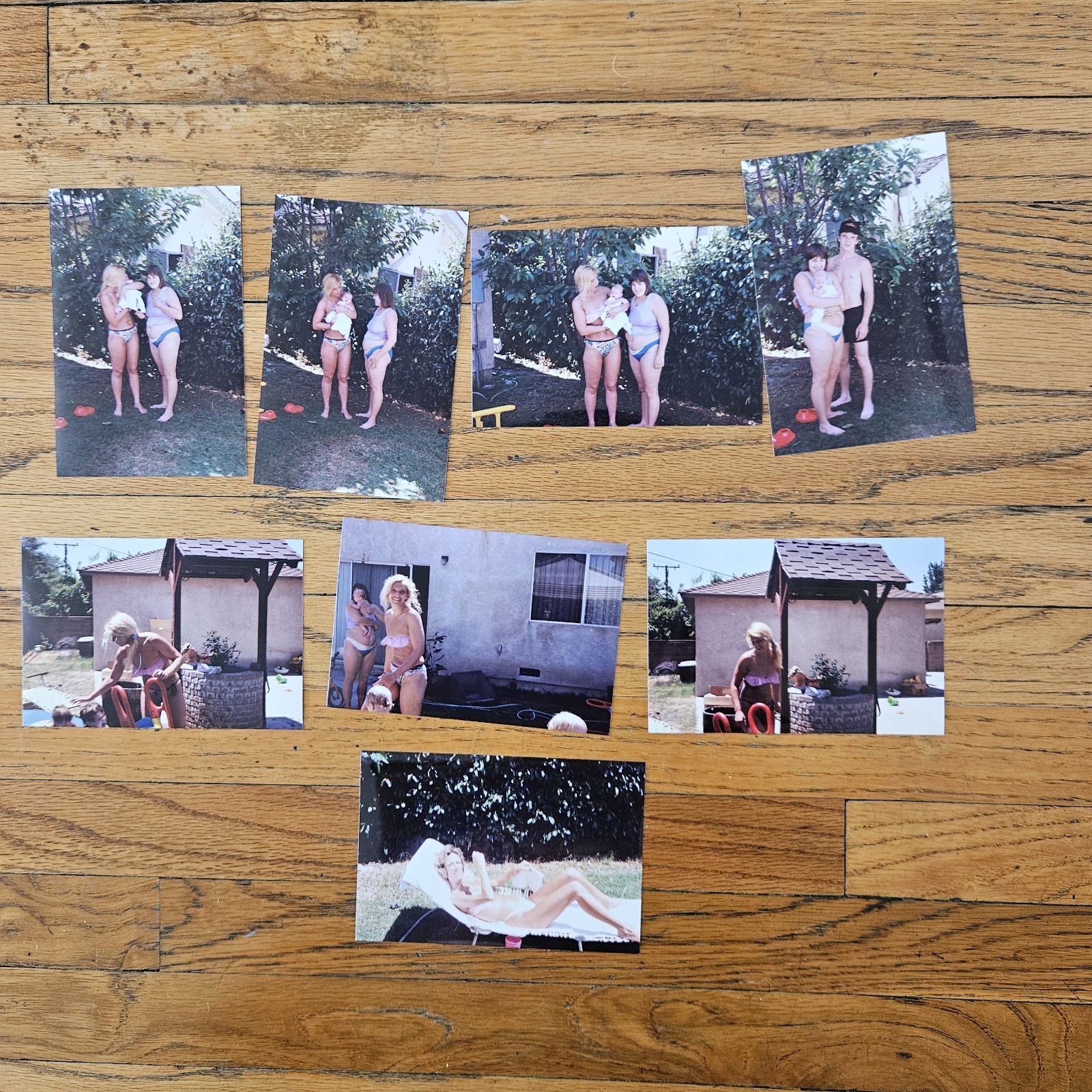 Vintage 1990\'s Photo Set of American Women Sun Bathing in Backyard In Bikinis