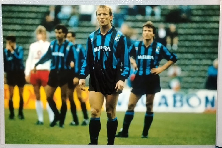 AUTOGRAPH ANDREAS BREHME PHOTO HAND SIGNED FOOTBALL SHIRT INTER MILAN 89 GERMANY
