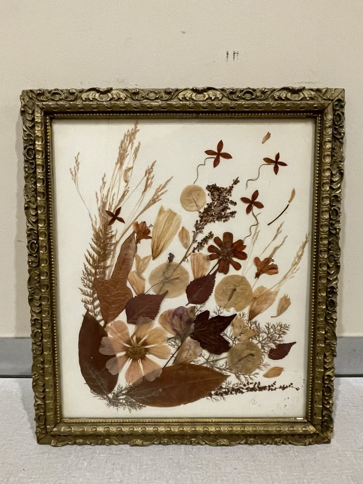 Gallery Wall Art dry flower art Antique Ornate Gold Gilded 14”x12” frame