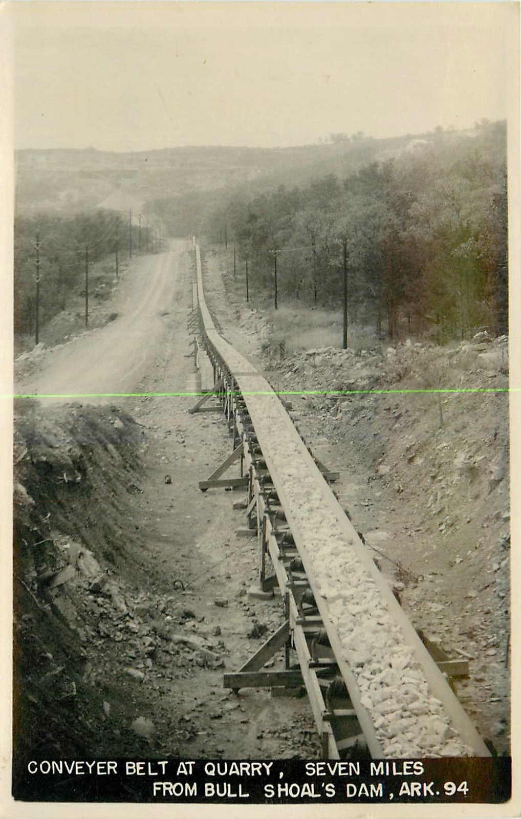 1930s Shoals Dam Arkansas Conveyer Bet Quarry occupation RPPC Postcard 25-9557