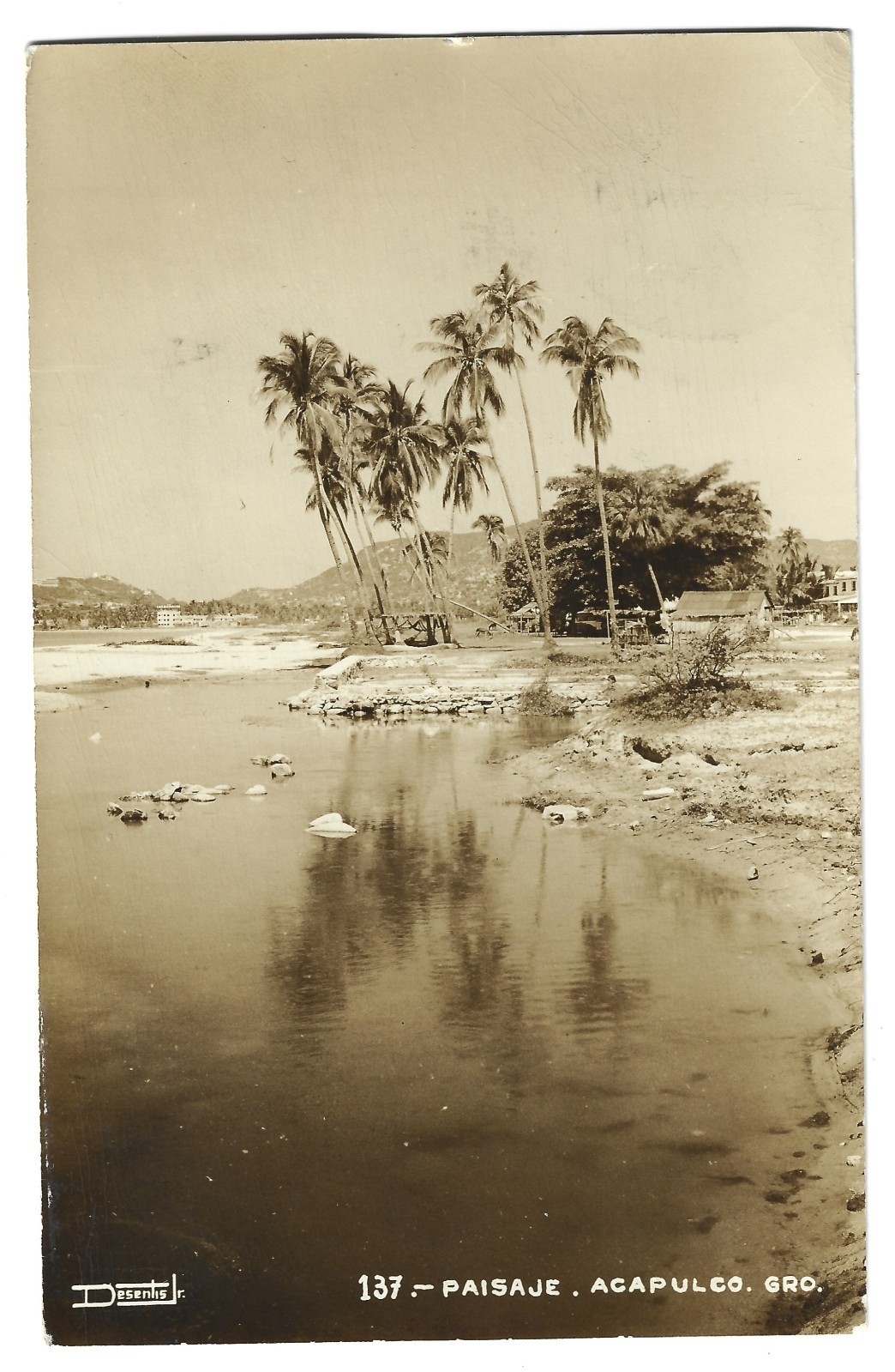 137 Desentis Jr RPPC Acapulco Guerrero Mexico Paisaje Postcard Buildings Visible