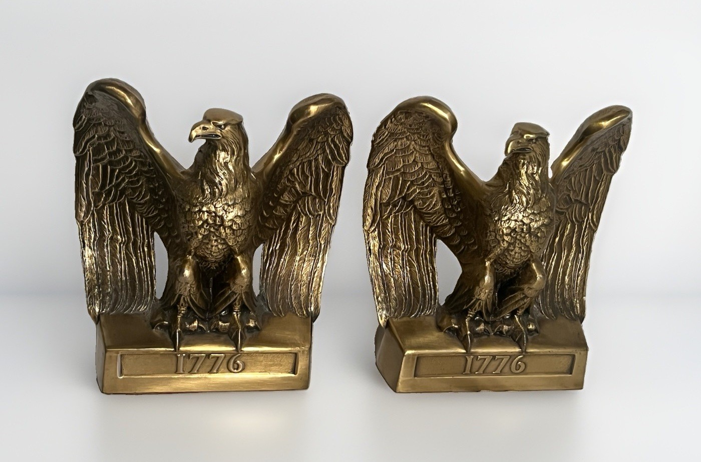 Vintage 1776 American Federal Eagle Brass Bookends Philadelphia Manufacturing Co