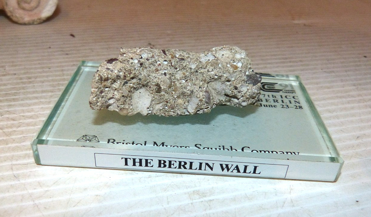 Original Piece of the Berlin Wall Mounted On Plaque Bristol Myers Squibb Gift