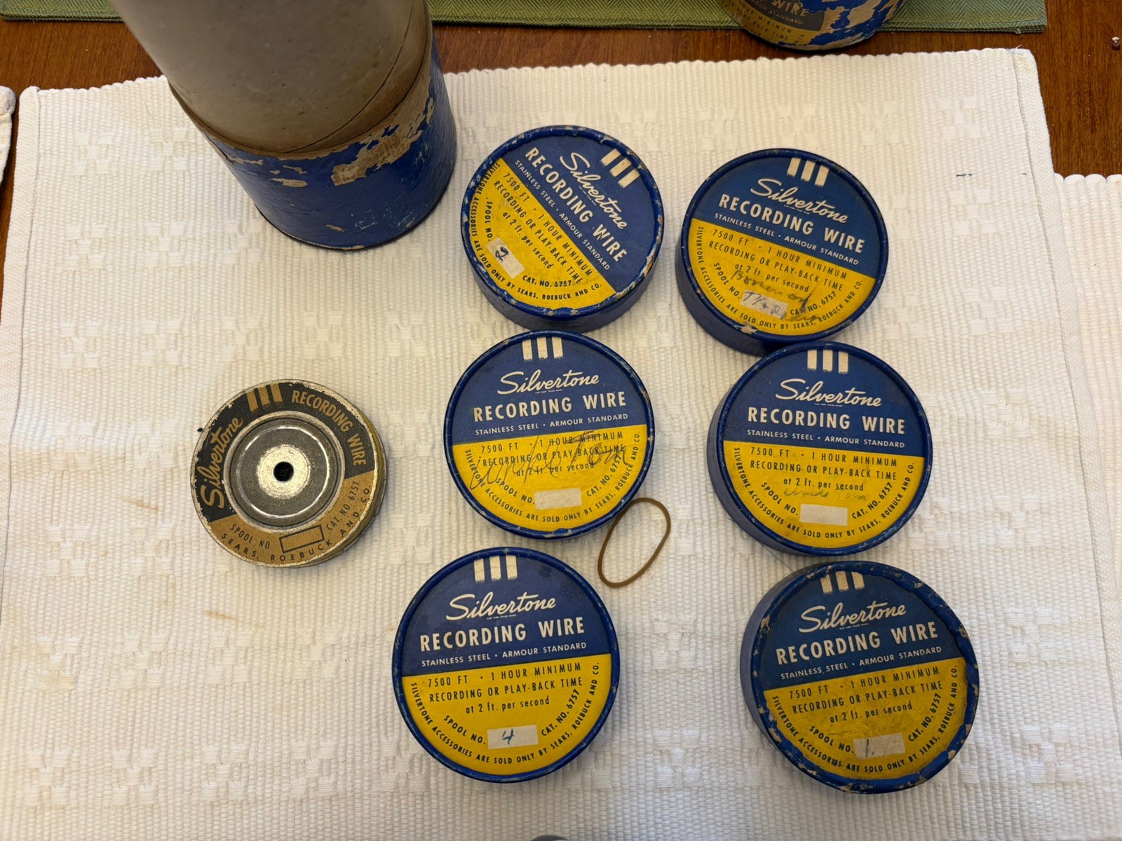 Lot 7 Vintage Silvertone 6757 Recording Wire Spools Sears Roebuck 7500 Ft