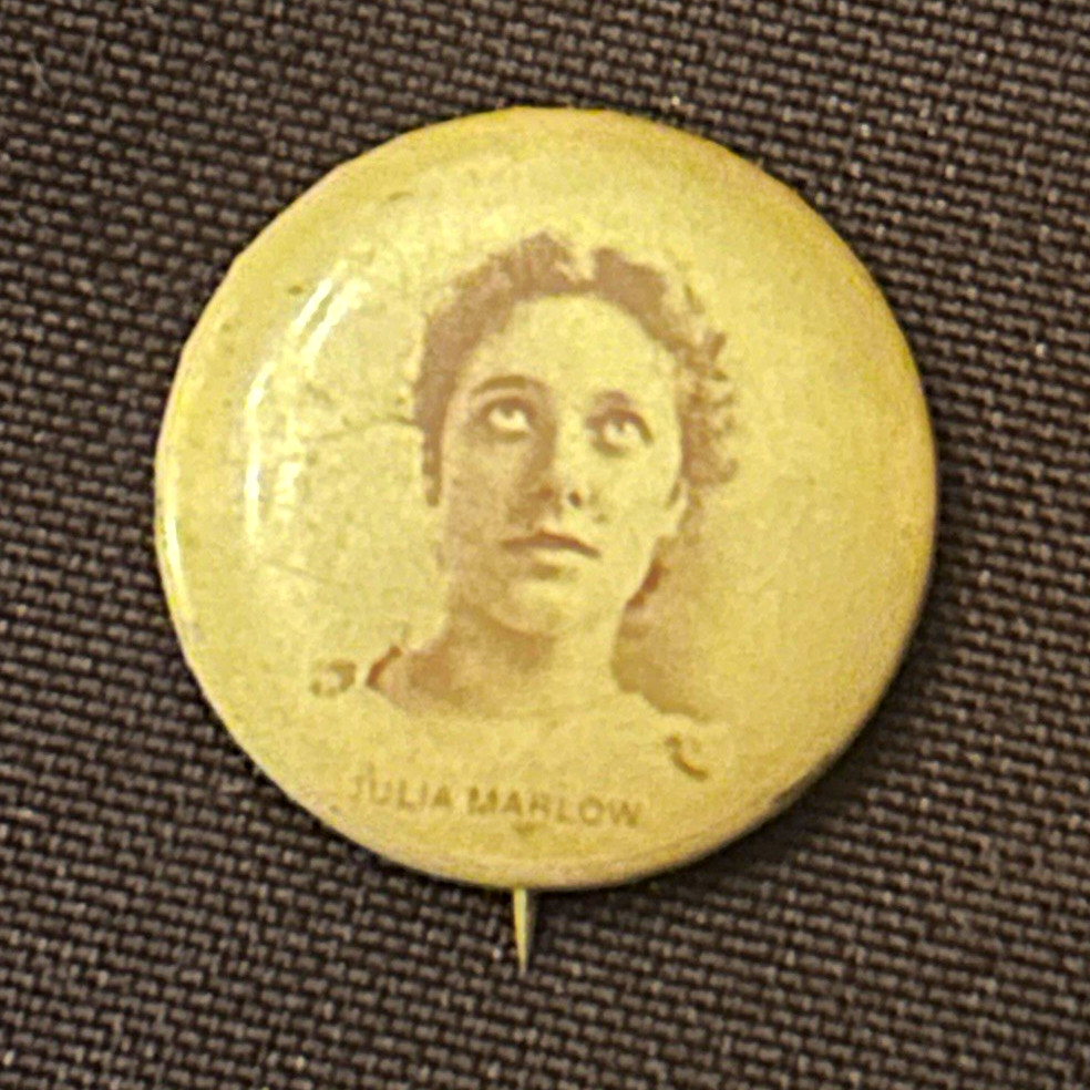 Antique c1900 Julia Marlowe New Light Cigars Actress Advertising Pinback Button Antique c1900 Julia Marlowe New Light Cigars Actress Advertising Pinback Button