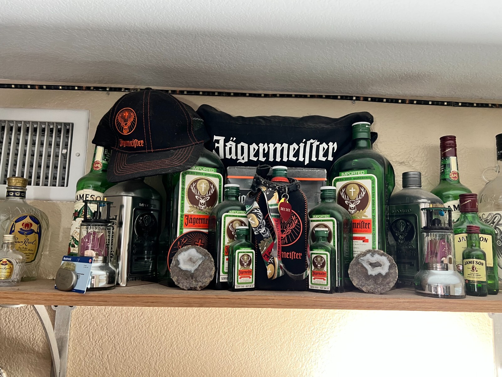 Jägermeister Bottle, Light up Sign, T-Shirt and Misc Collection.