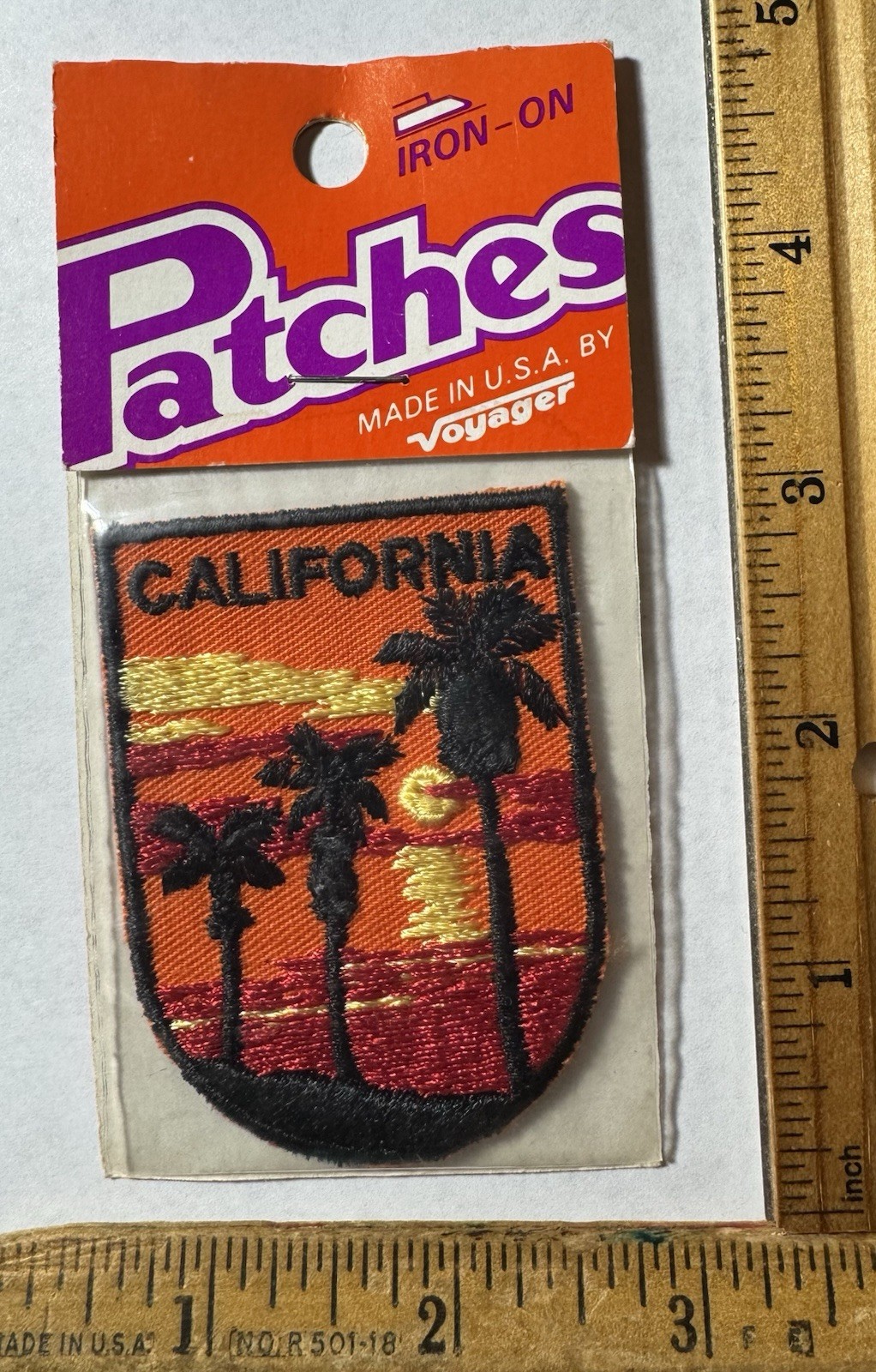 Vintage California Palm Trees Sunset Patch Voyager Souvenir Travel NOS NIP
