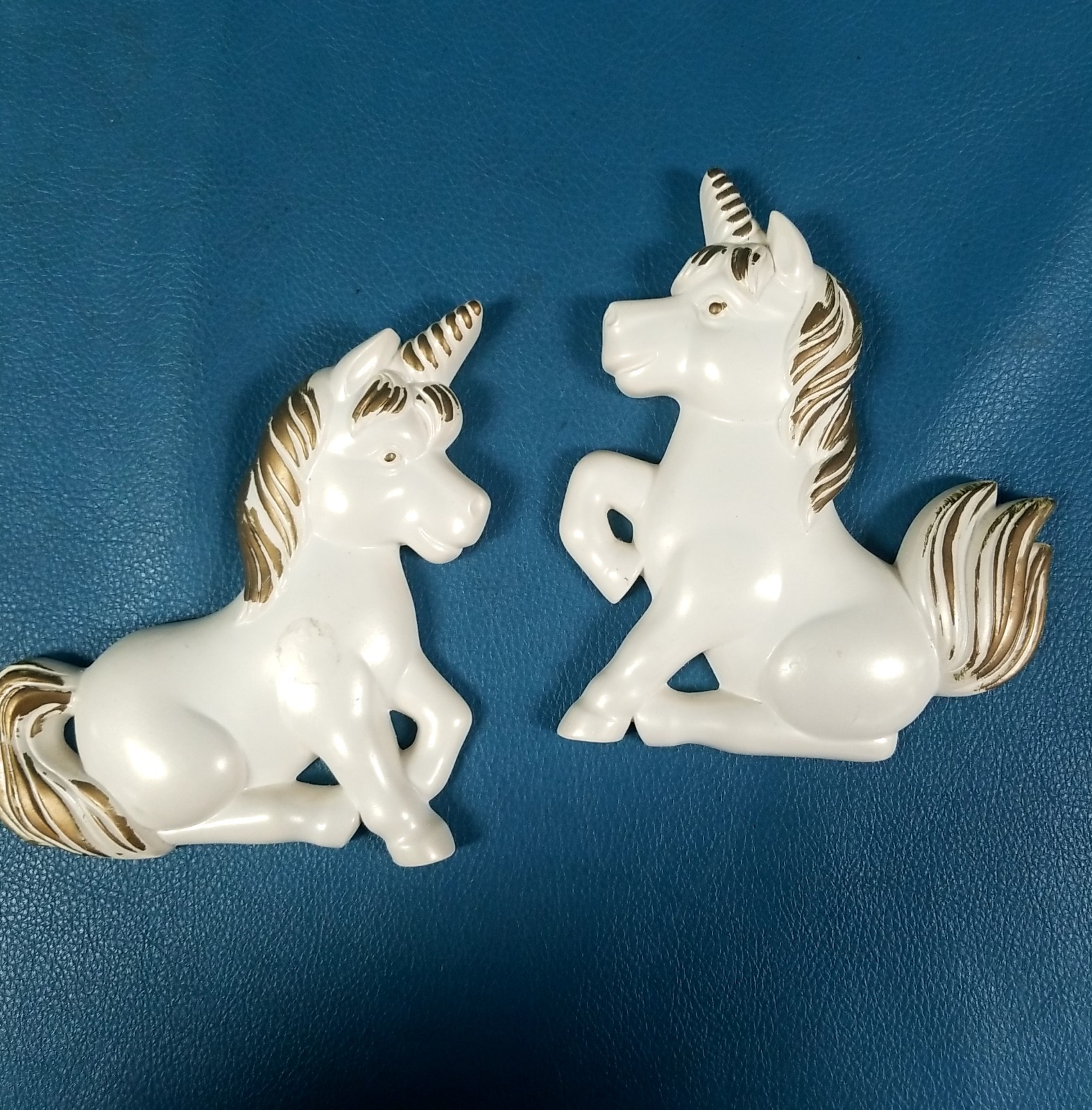 VTG 1987 Miller Studios Chalkware Unicorn Wall Plaques Set Of 2